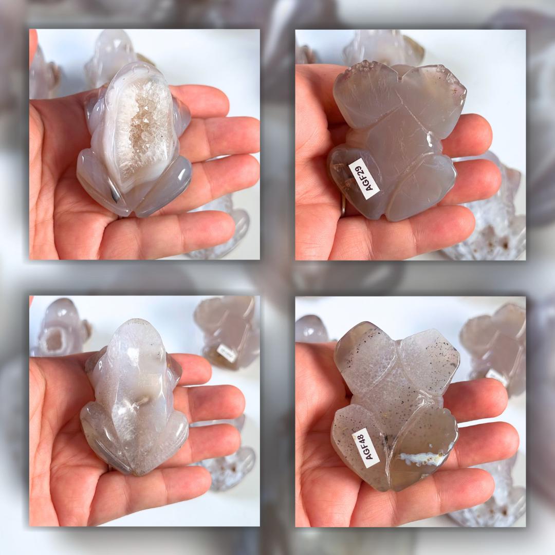 Druzy Agate Frog Crystal Carving | Geode Statement Piece | US Seller