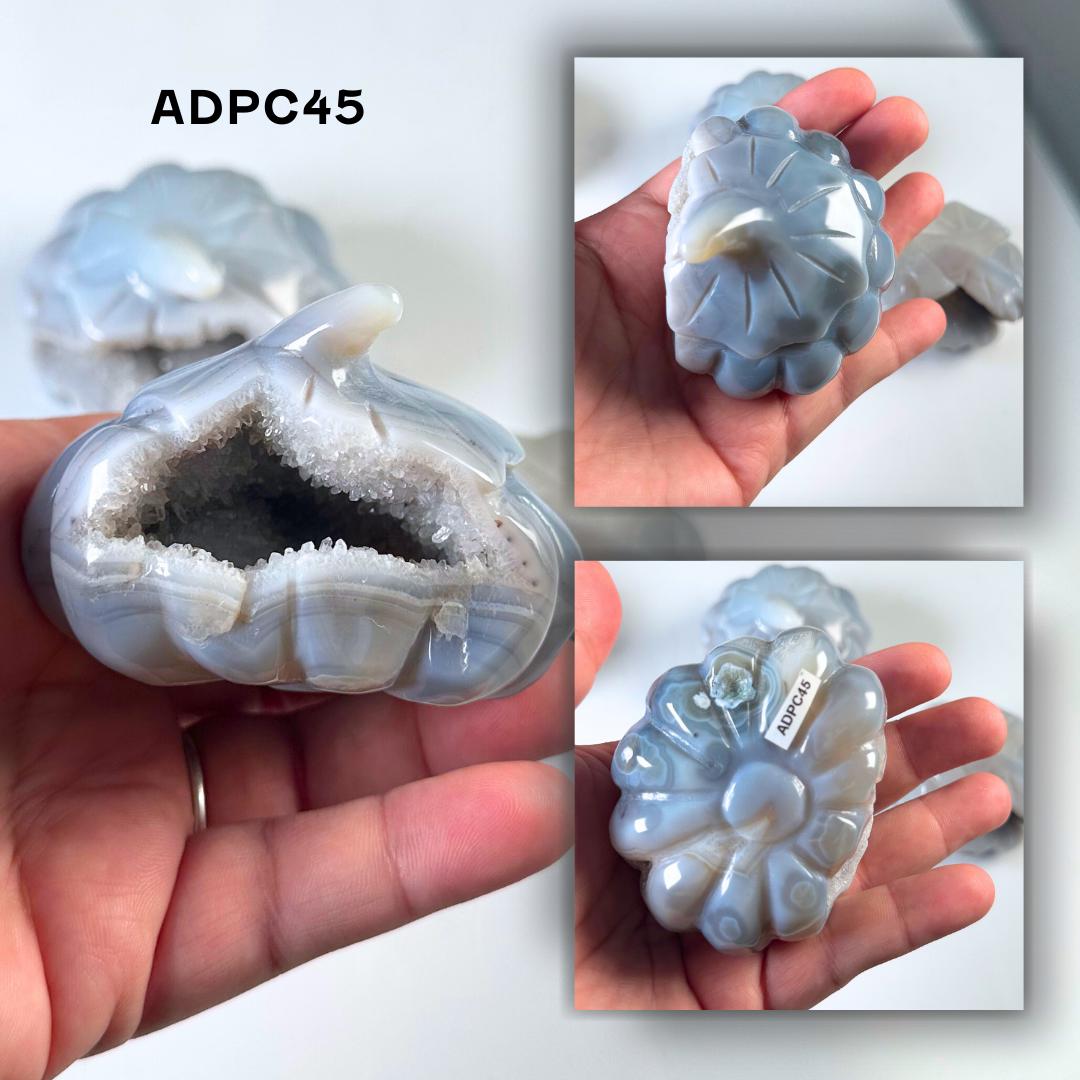 Druzy Agate Pumpkin Crystal Carving | Geode Statement Piece | US Seller