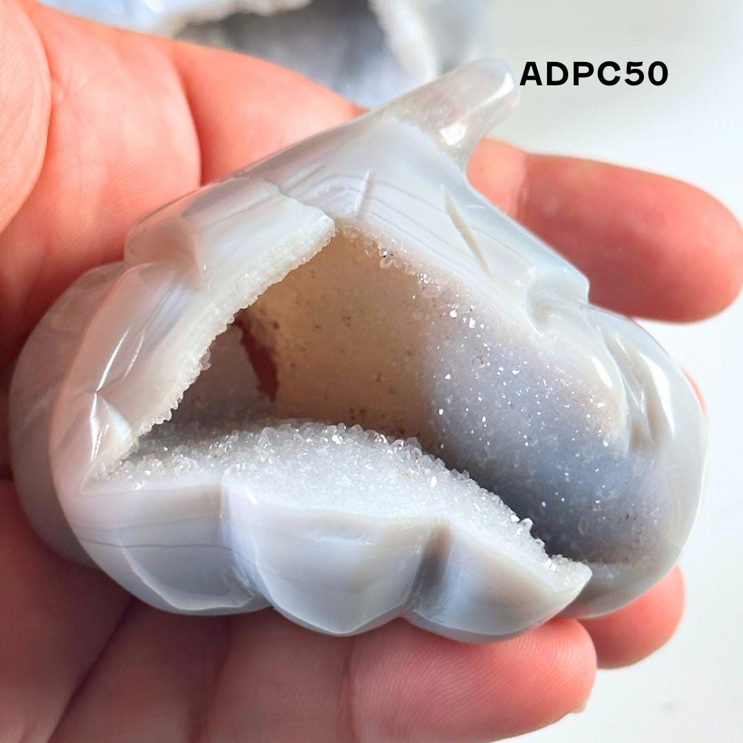 Druzy Agate Pumpkin Crystal Carving | Geode Statement Piece | US Seller
