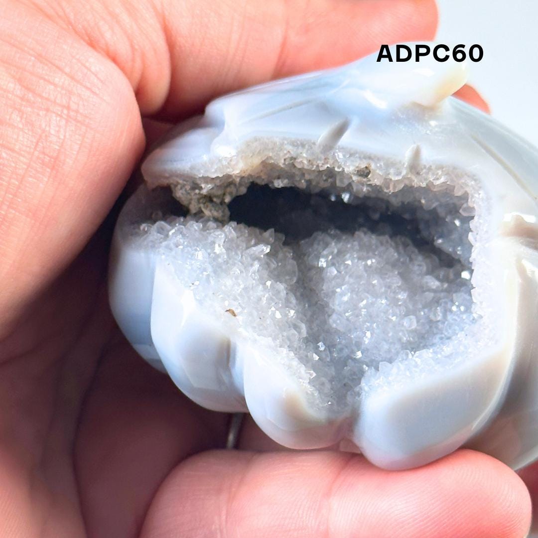 Druzy Agate Pumpkin Crystal Carving | Geode Statement Piece | US Seller