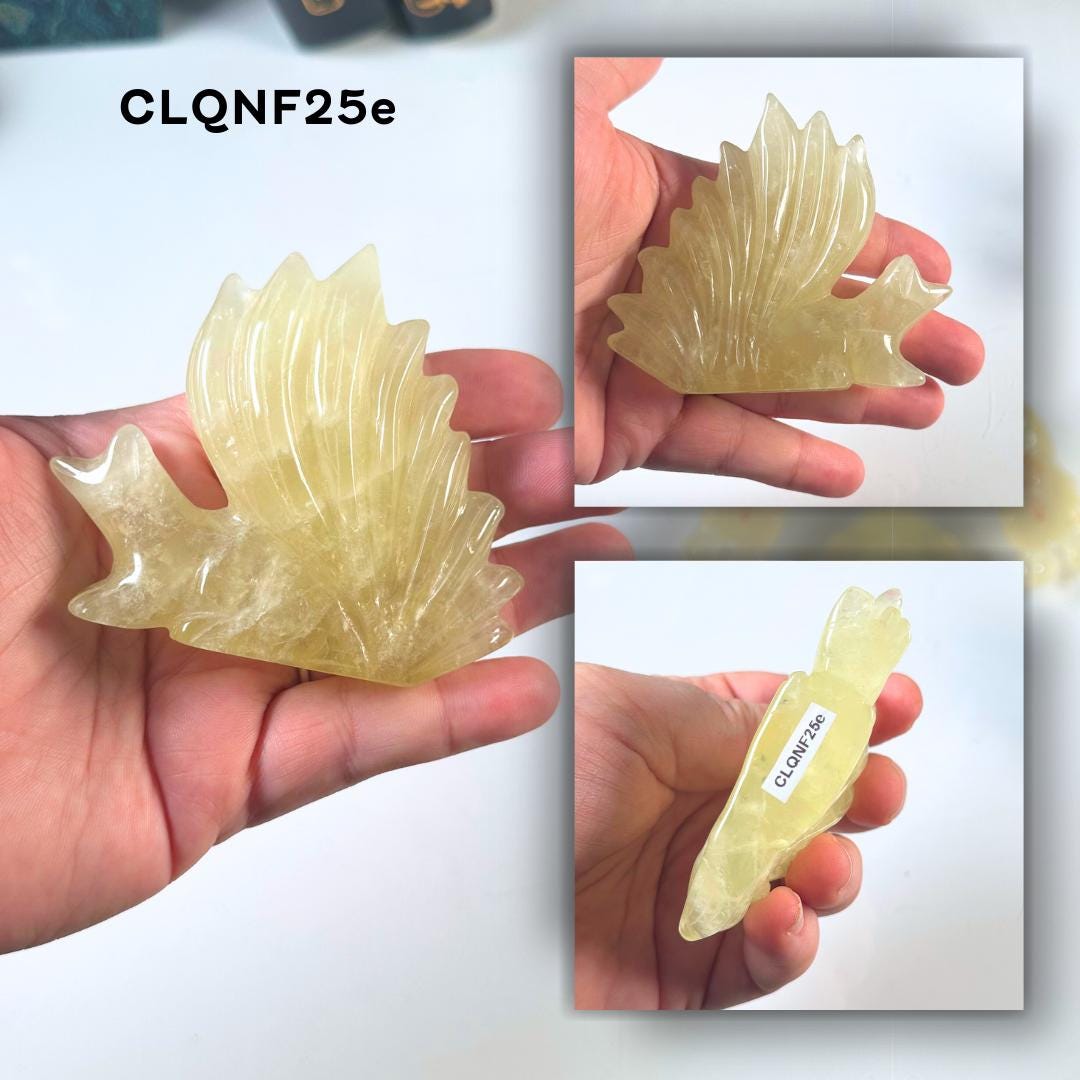Citrine Nine Tail Fox Carving | US Seller | Protection, Healing Stone, Reiki, Energy