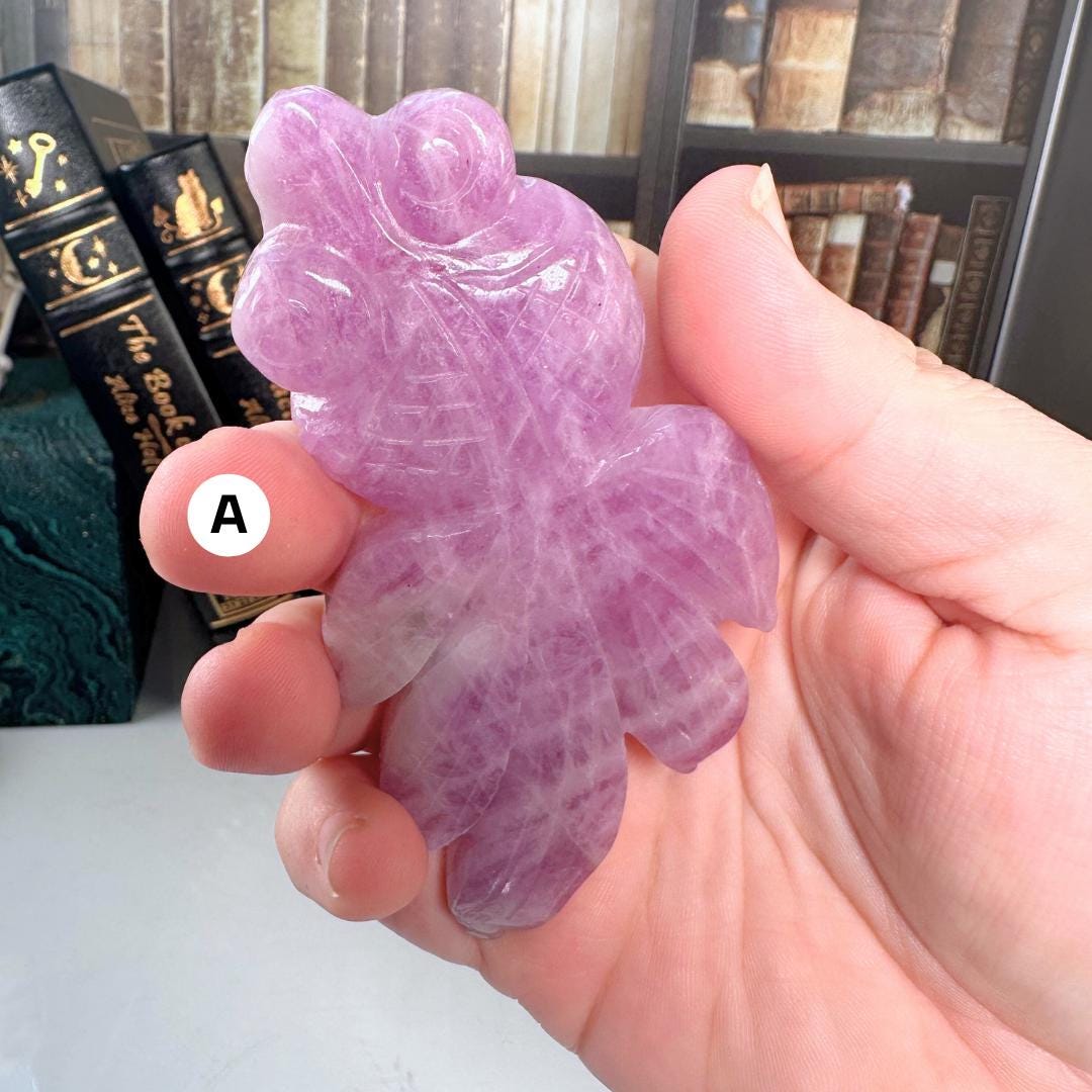 Kunzite Goldfish Carving Koi Fish | US Seller | Healing Crystal Energy Reiki Altar
