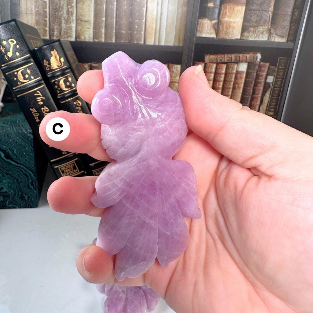 Kunzite Goldfish Carving Koi Fish | US Seller | Healing Crystal Energy Reiki Altar