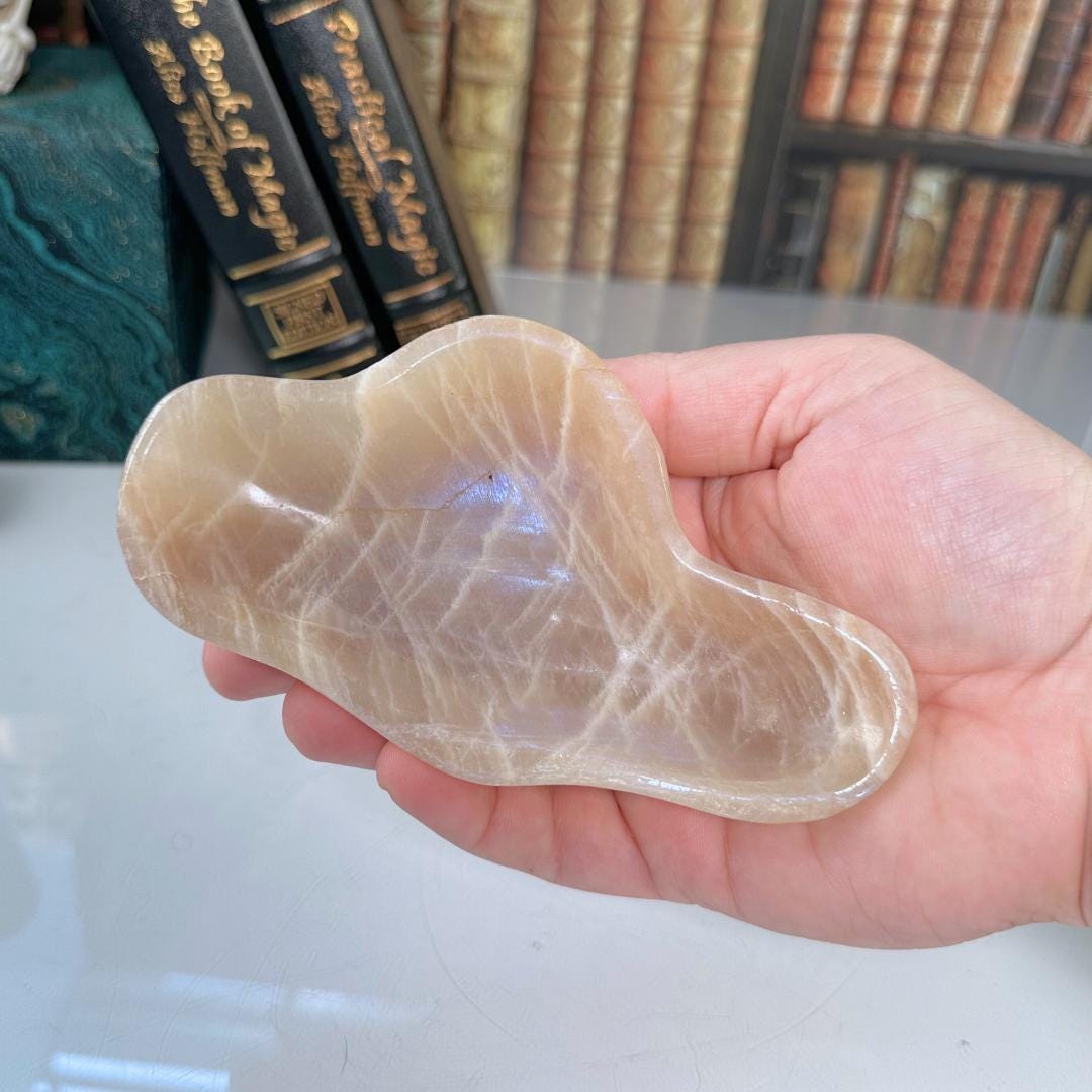 Flashy Blue Moonstone Bowl Sunstone | US Seller | Chakra Healing, Reiki Healing Altar Balance Intuition