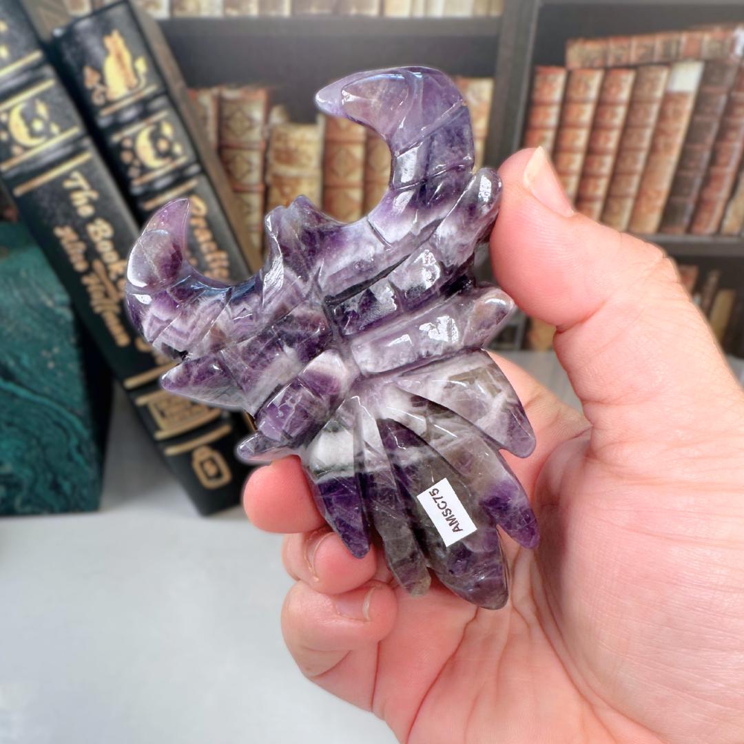 Chevron Amethyst Scorpion | US Seller | Carving Healing Quartz Crystal Dream Amethyst