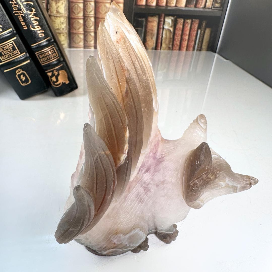 XL Druzy Agate Fox Crystal Carving Geode Statement Piece