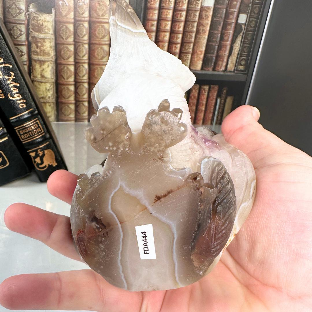 XL Druzy Agate Fox Crystal Carving Geode Statement Piece
