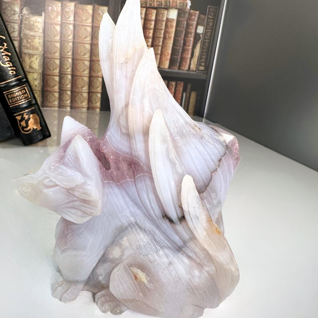 Druzy Agate Amethyst Fox Crystal Carving Geode Statement Piece