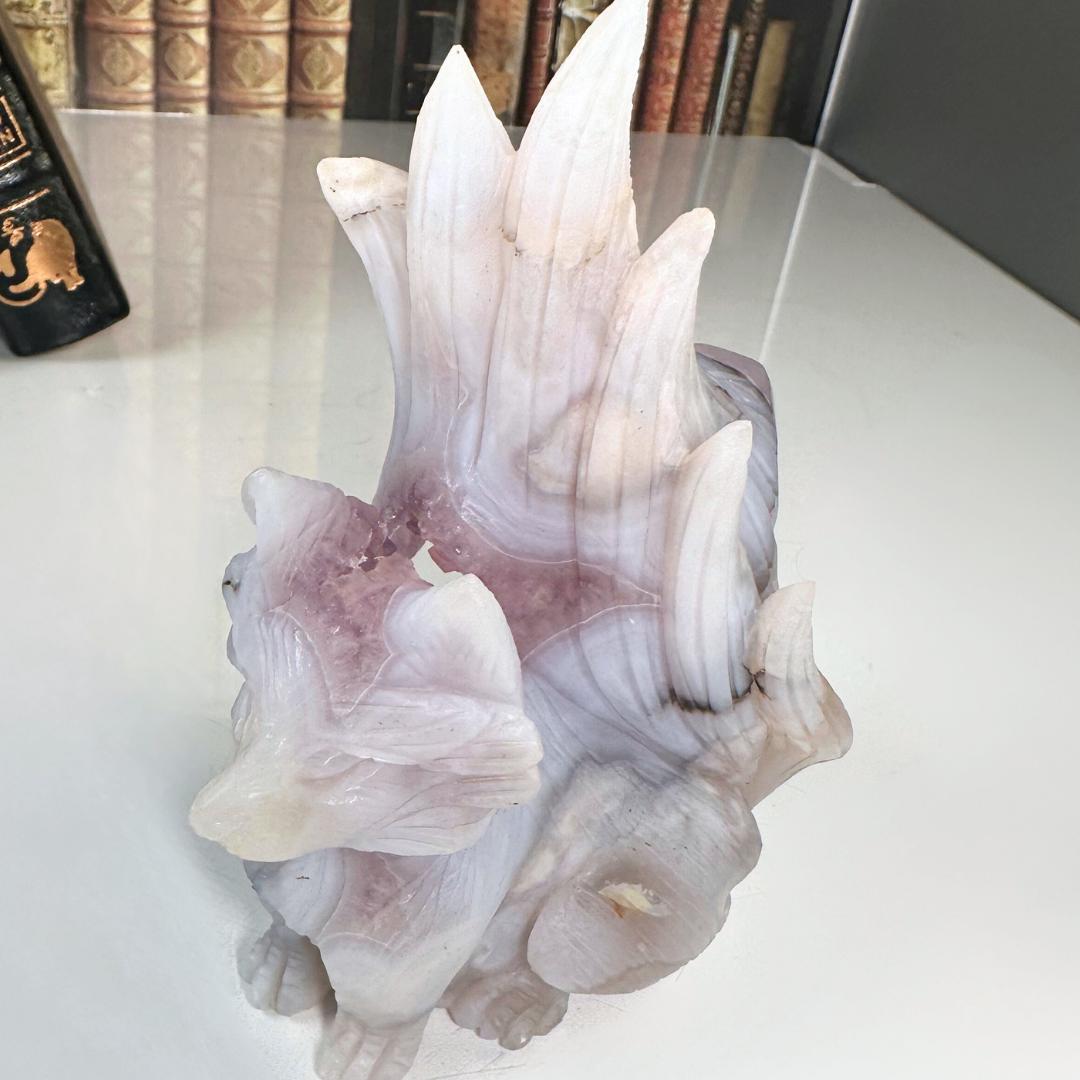 Druzy Agate Amethyst Fox Crystal Carving Geode Statement Piece
