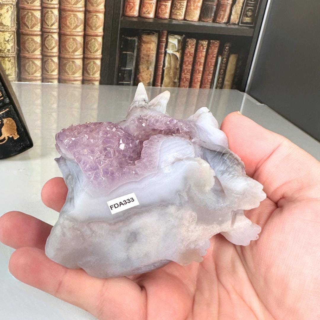 Druzy Agate Amethyst Fox Crystal Carving Geode Statement Piece