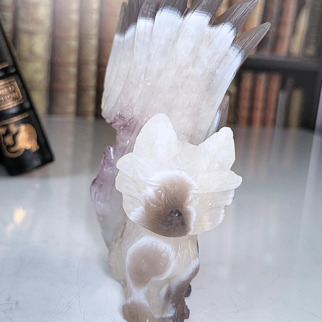 Druzy Agate Amethyst Fox Crystal Carving Geode Statement Piece