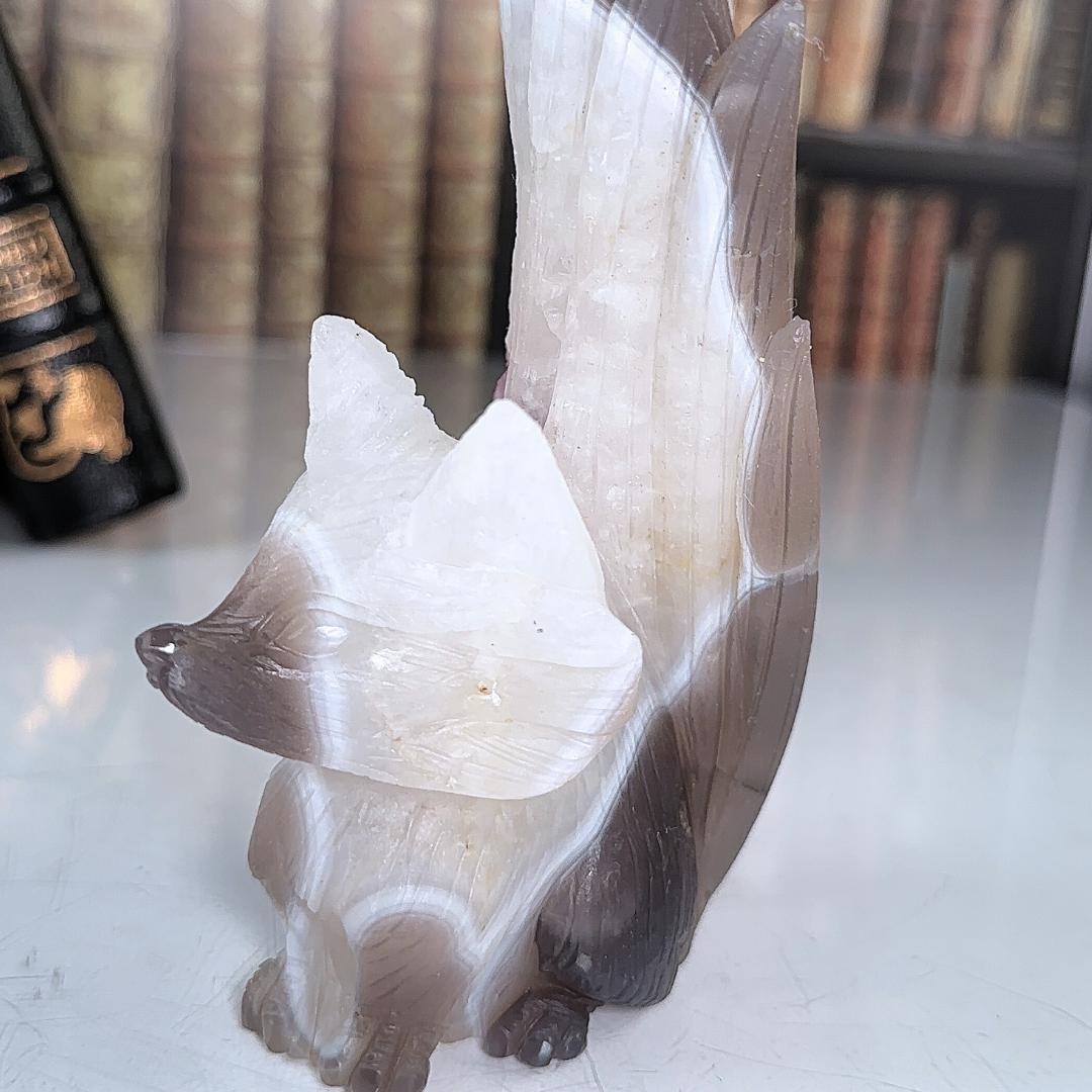 Druzy Agate Amethyst Fox Crystal Carving Geode Statement Piece