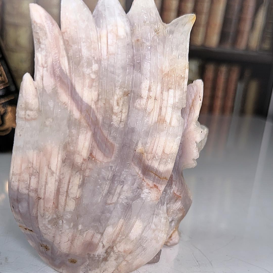 Druzy Flower Agate Pink Amethyst Fox Crystal Carving Geode Statement Piece