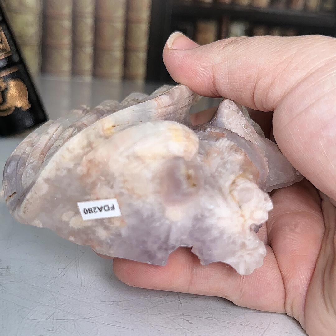 Druzy Flower Agate Pink Amethyst Fox Crystal Carving Geode Statement Piece