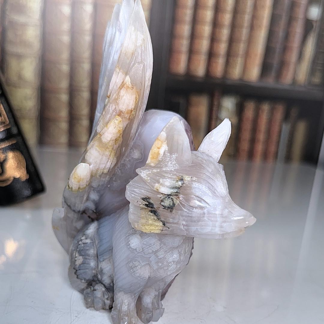 Druzy Agate Amethyst Fox Crystal Carving Geode Statement Piece