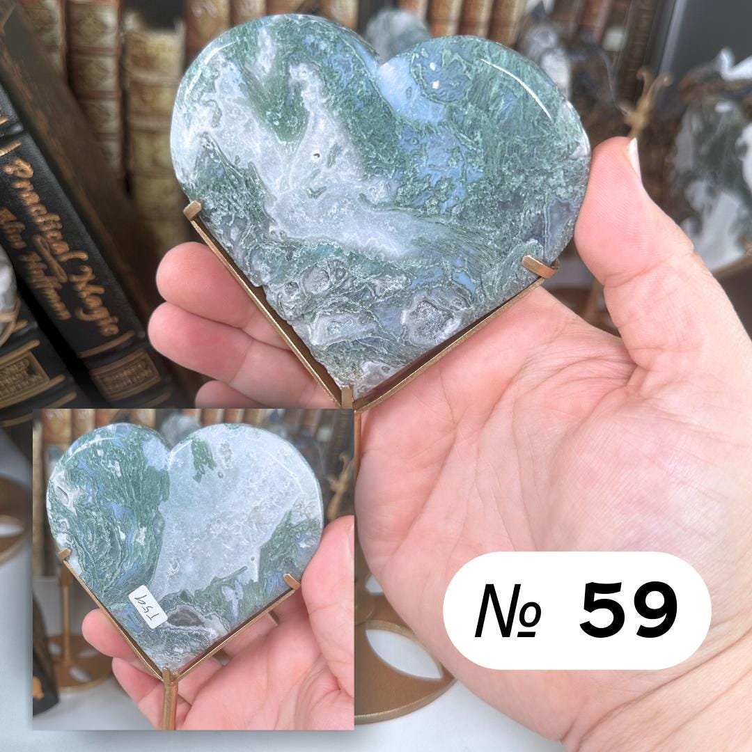 Moss Agate Heart With Stand | High Quality Crystal | Moss Agate | US Seller