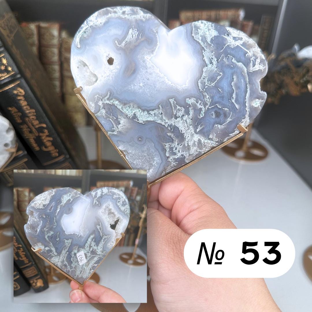 Moss Agate Heart With Stand | High Quality Crystal | Moss Agate | US Seller