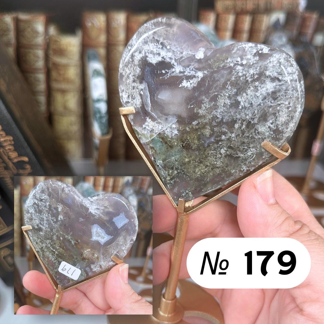 Moss Agate Heart With Stand | High Quality Crystal | Moss Agate | US Seller