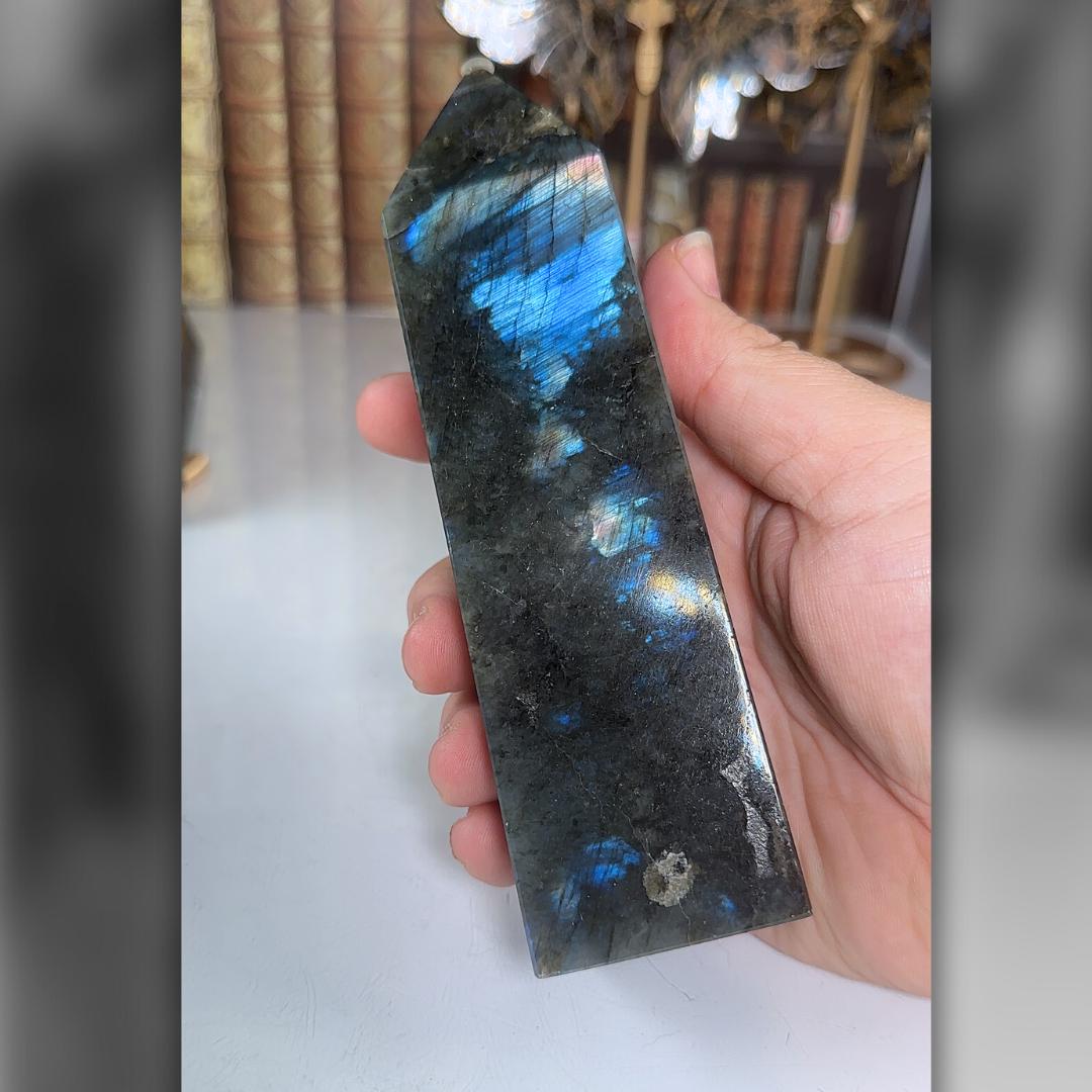 Large Flashy Labradorite Tower Crystal | Chakra Healing Reiki Stone | Perfect for Meditation