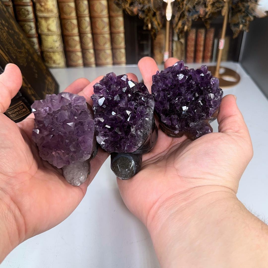 Druzy Agate Amethyst Turtle Crystal Carving Geode Statement Piece