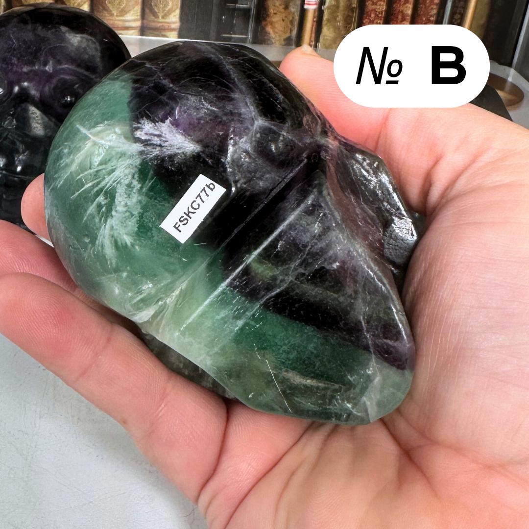 Fluorite Skull Crystal Carving Head Energy Healing Reiki Altar Home Decor Feng Shui Gift