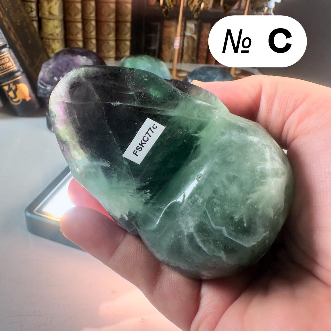Fluorite Skull Crystal Carving Head Energy Healing Reiki Altar Home Decor Feng Shui Gift