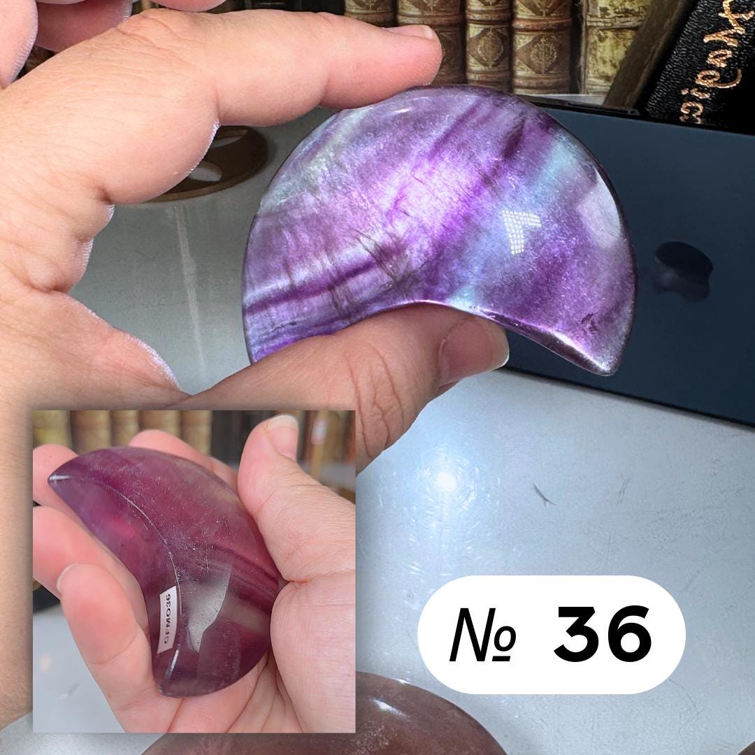 Candy Fluorite Moon Crystal Carving Head Energy Healing Reiki Altar Home Decor Feng Shui Gift