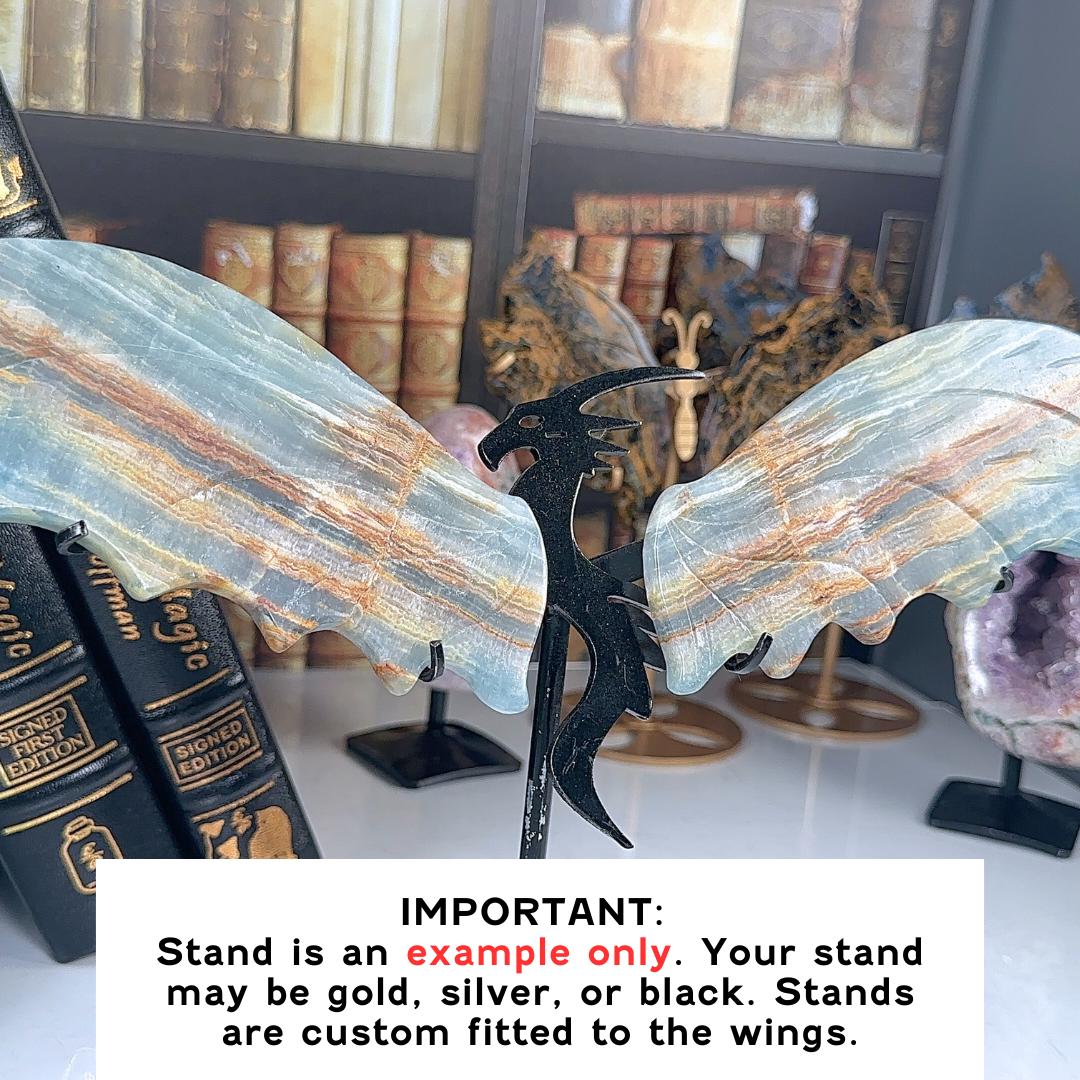 Blue Onyx Dragon Wings | US Seller | Metaphysical Shop Healing Concentration Trauma Energy Altar