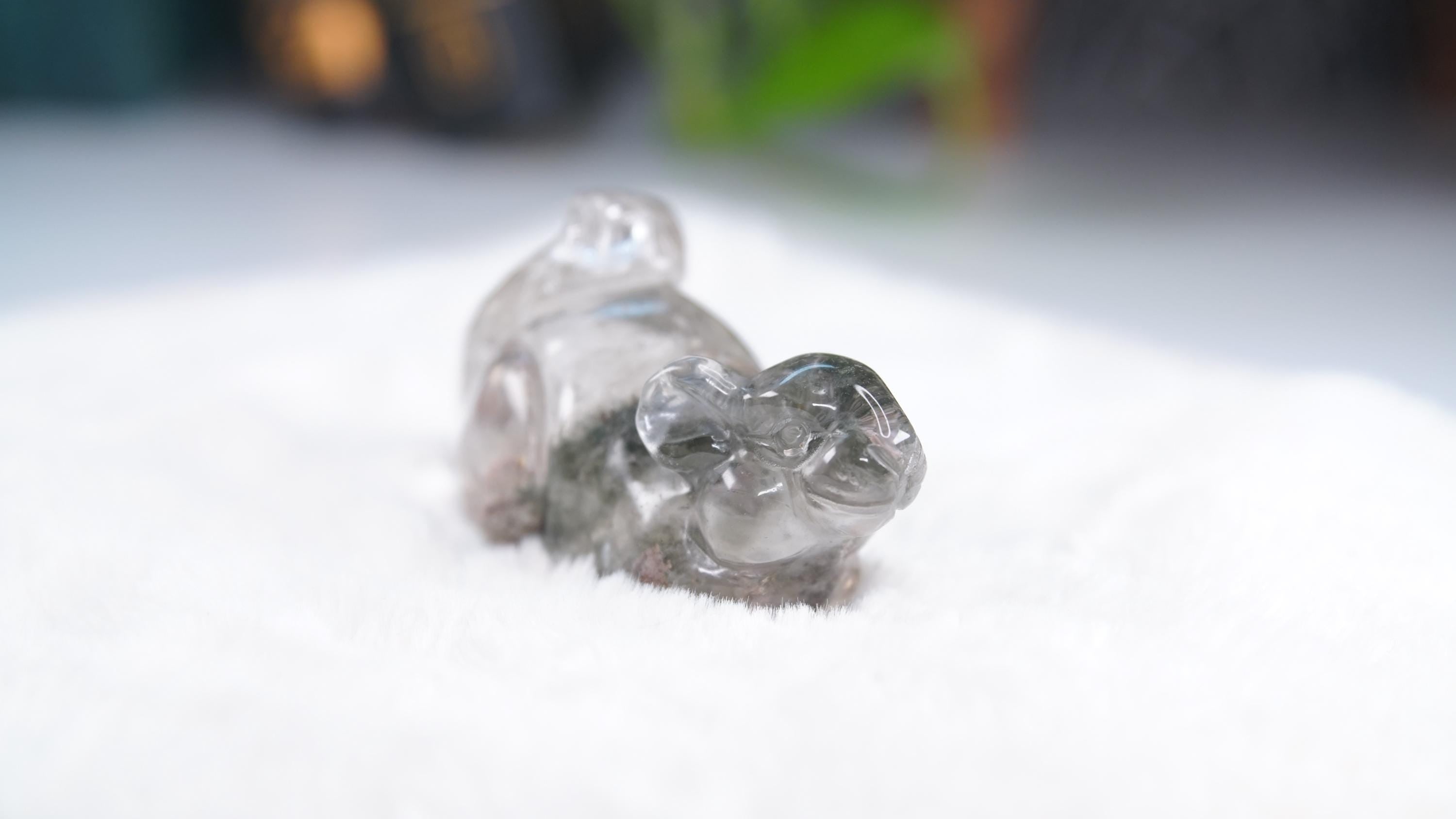 Garden Quartz Squirrel Lodolite With Inclusions Crystal Carving
