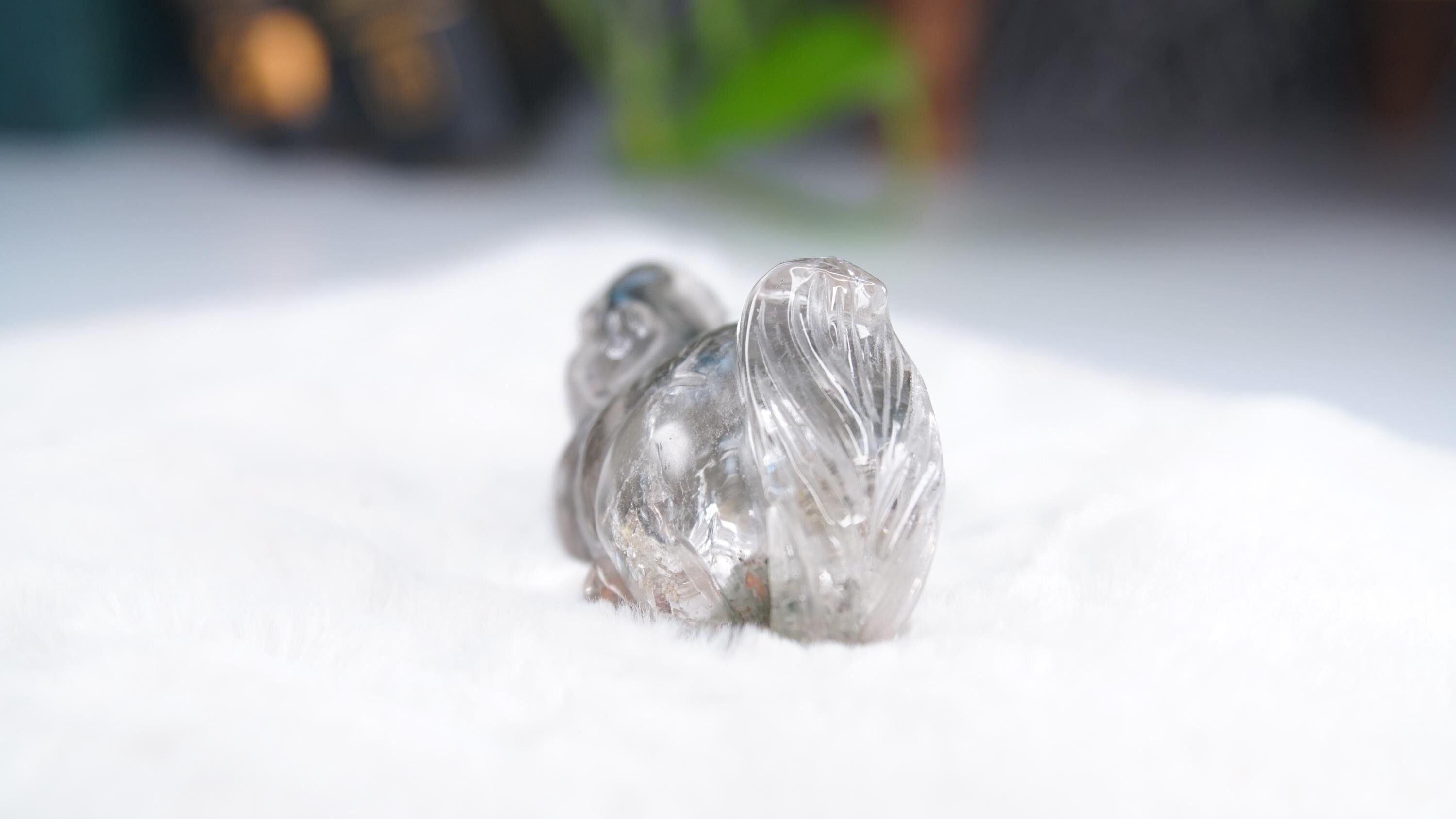 Garden Quartz Squirrel Lodolite With Inclusions Crystal Carving