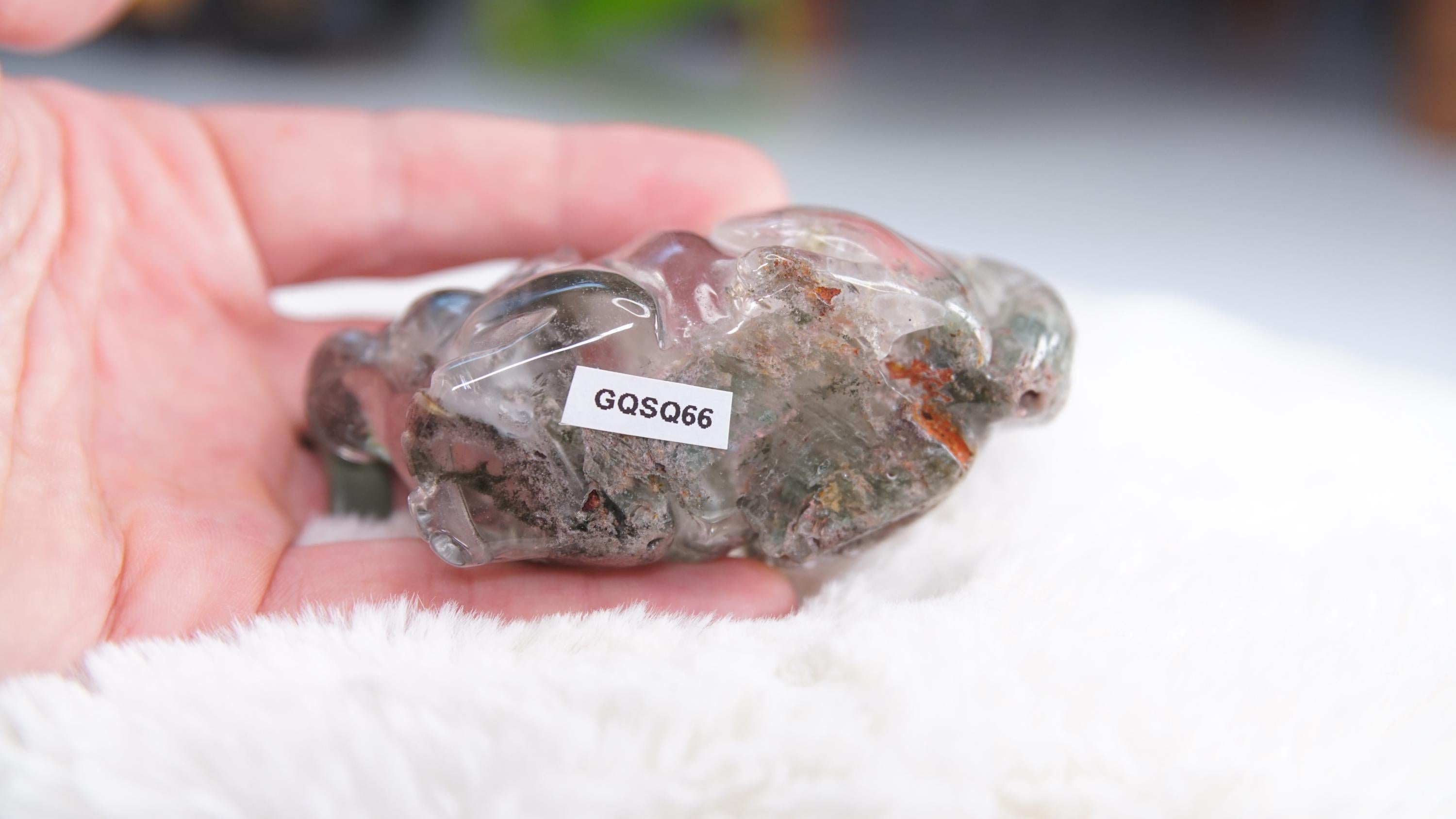 Garden Quartz Squirrel Lodolite With Inclusions Crystal Carving