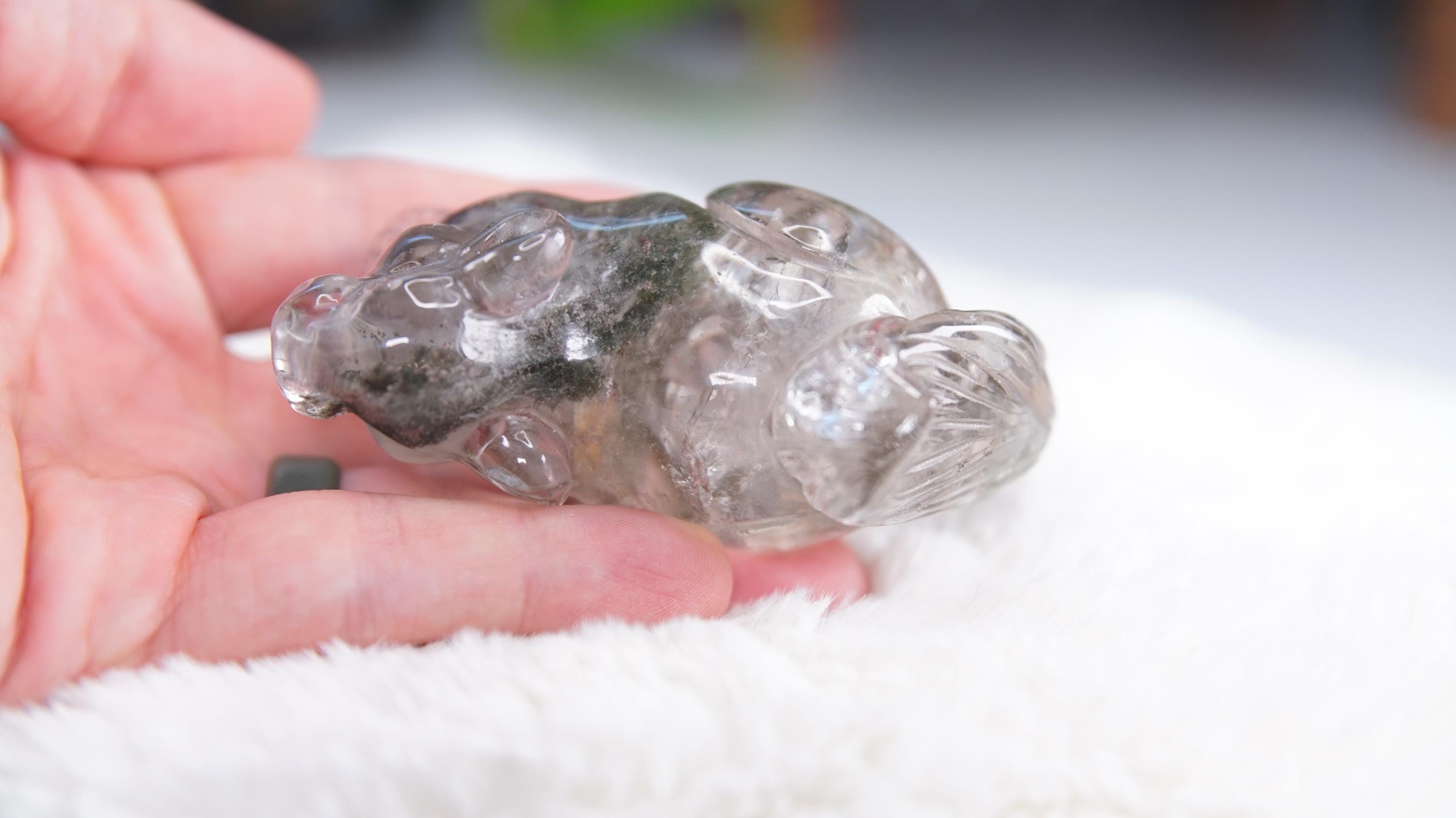 Garden Quartz Squirrel Lodolite With Inclusions Crystal Carving
