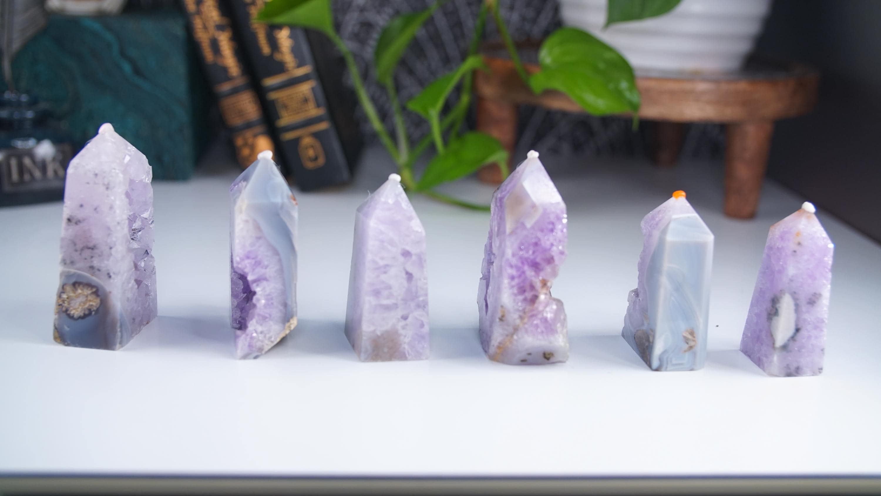 DRUZY Agate Tower Banded Agate Amethyst Stone Stunning Statement Piece Home Decor High Quality Large Crystal Reiki Energy Calm Balance