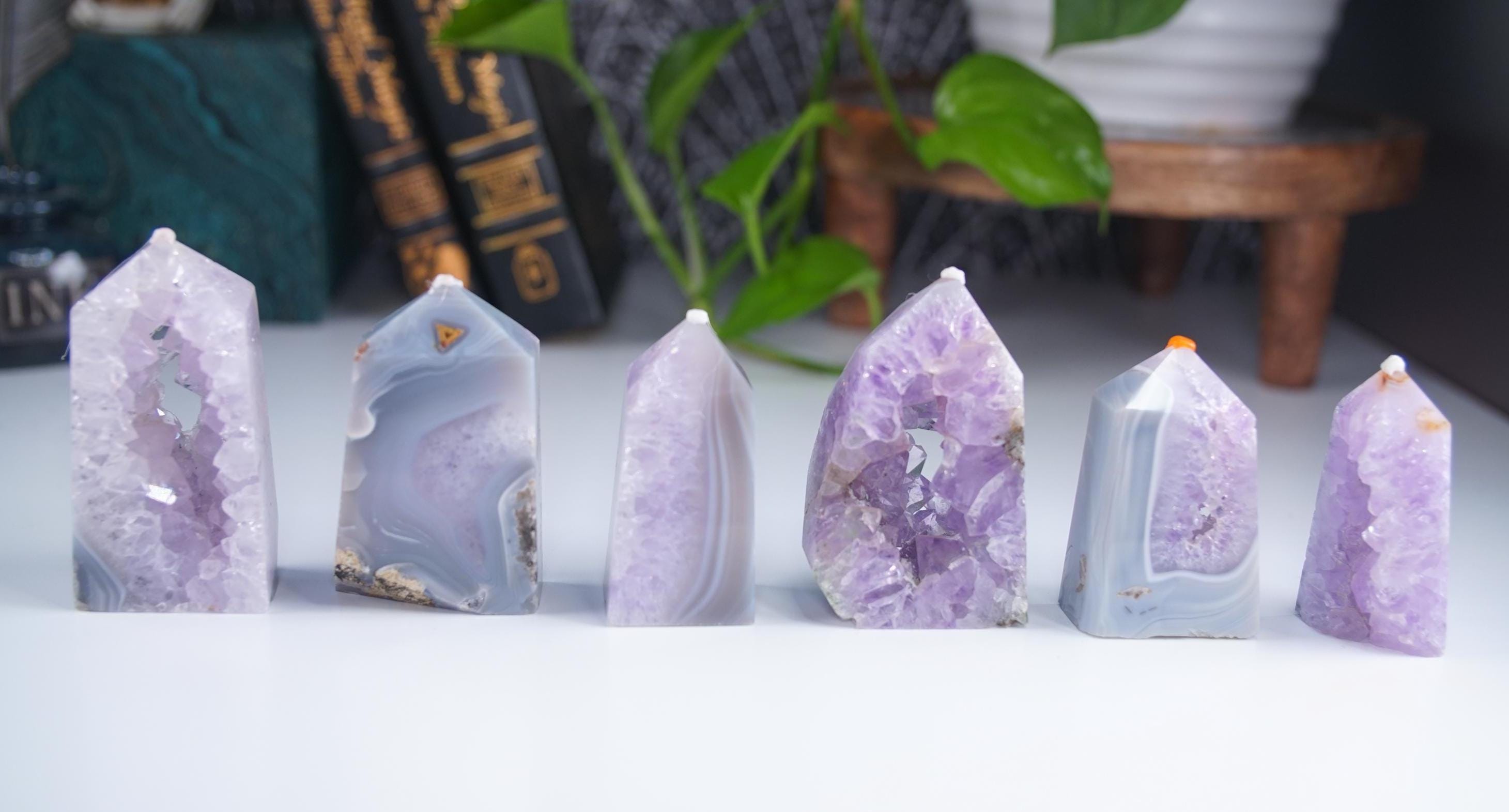 DRUZY Agate Tower Banded Agate Amethyst Stone Stunning Statement Piece Home Decor High Quality Large Crystal Reiki Energy Calm Balance
