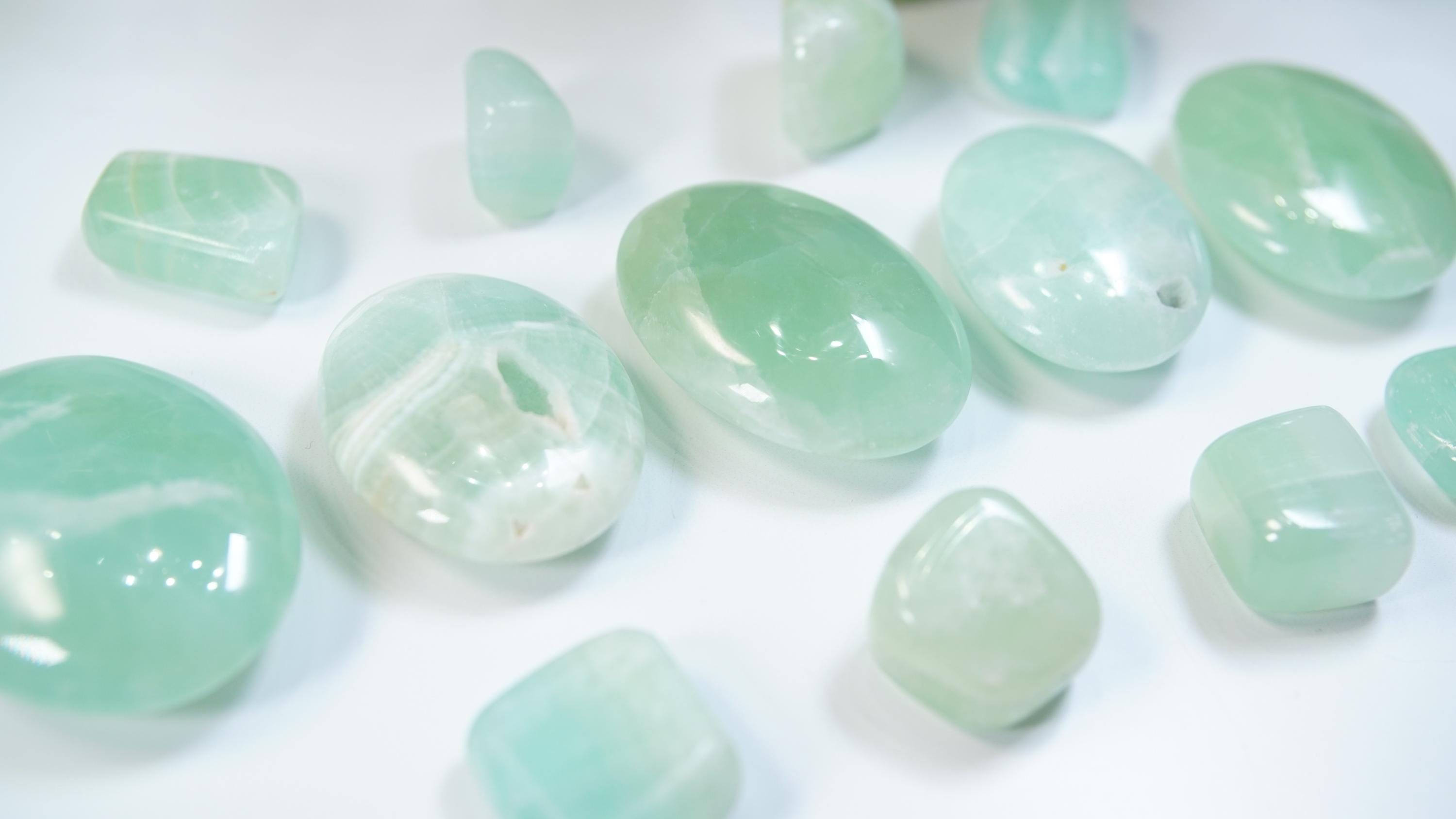 Pistachio Calcite Palms & Tumbles | Intuitively Selected | High Quality Quartz | Crystal Carving | US Seller