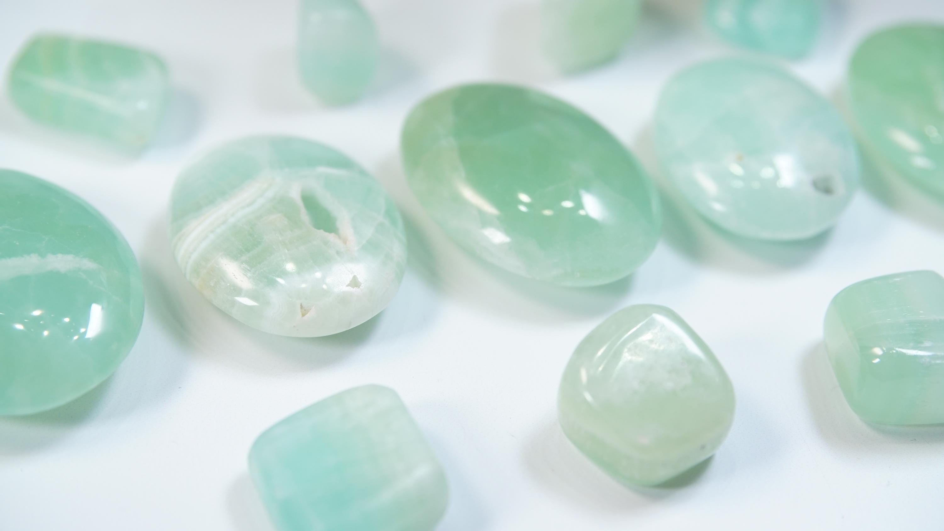 Pistachio Calcite Palms & Tumbles | Intuitively Selected | High Quality Quartz | Crystal Carving | US Seller
