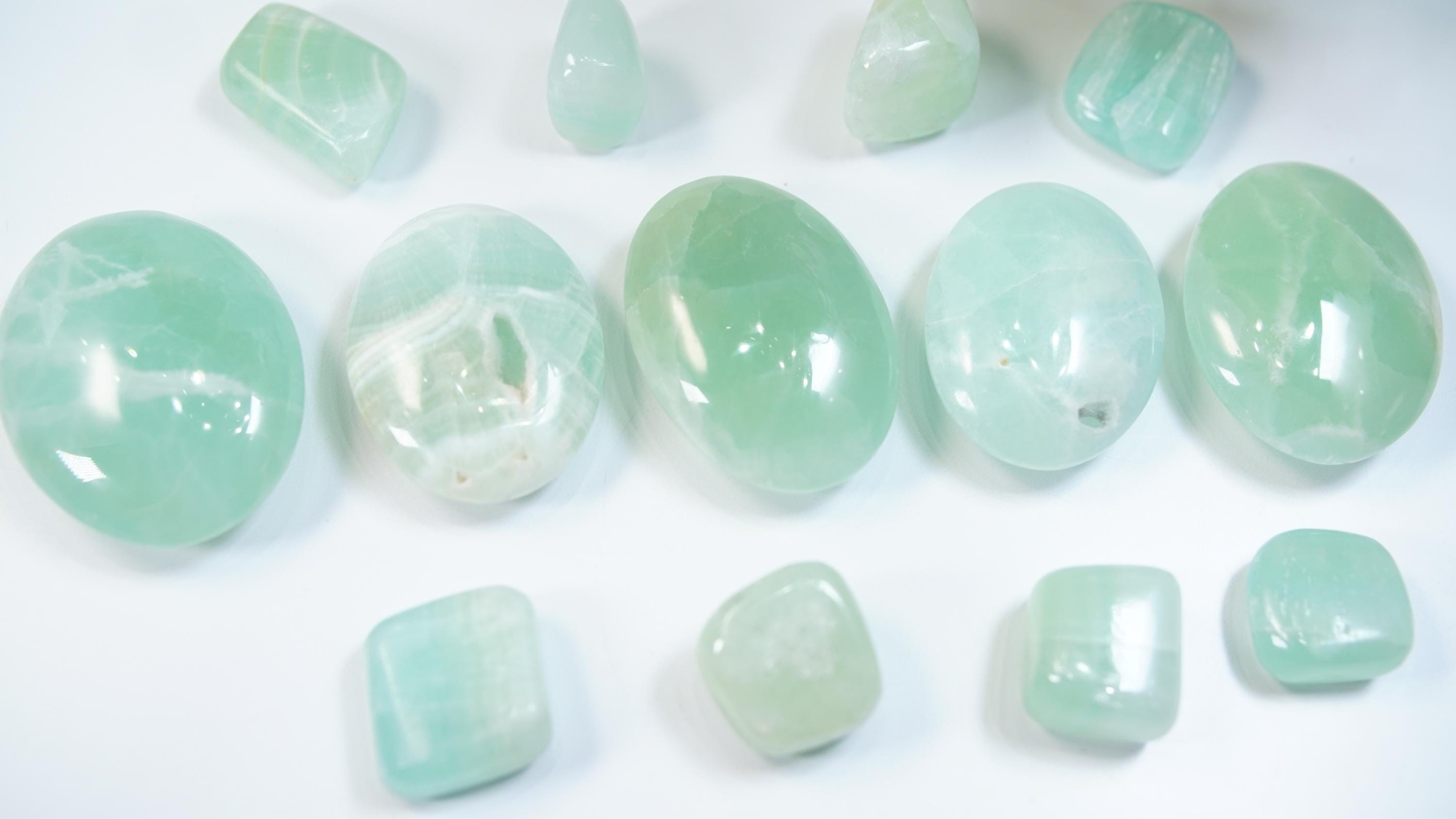 Pistachio Calcite Palms & Tumbles | Intuitively Selected | High Quality Quartz | Crystal Carving | US Seller