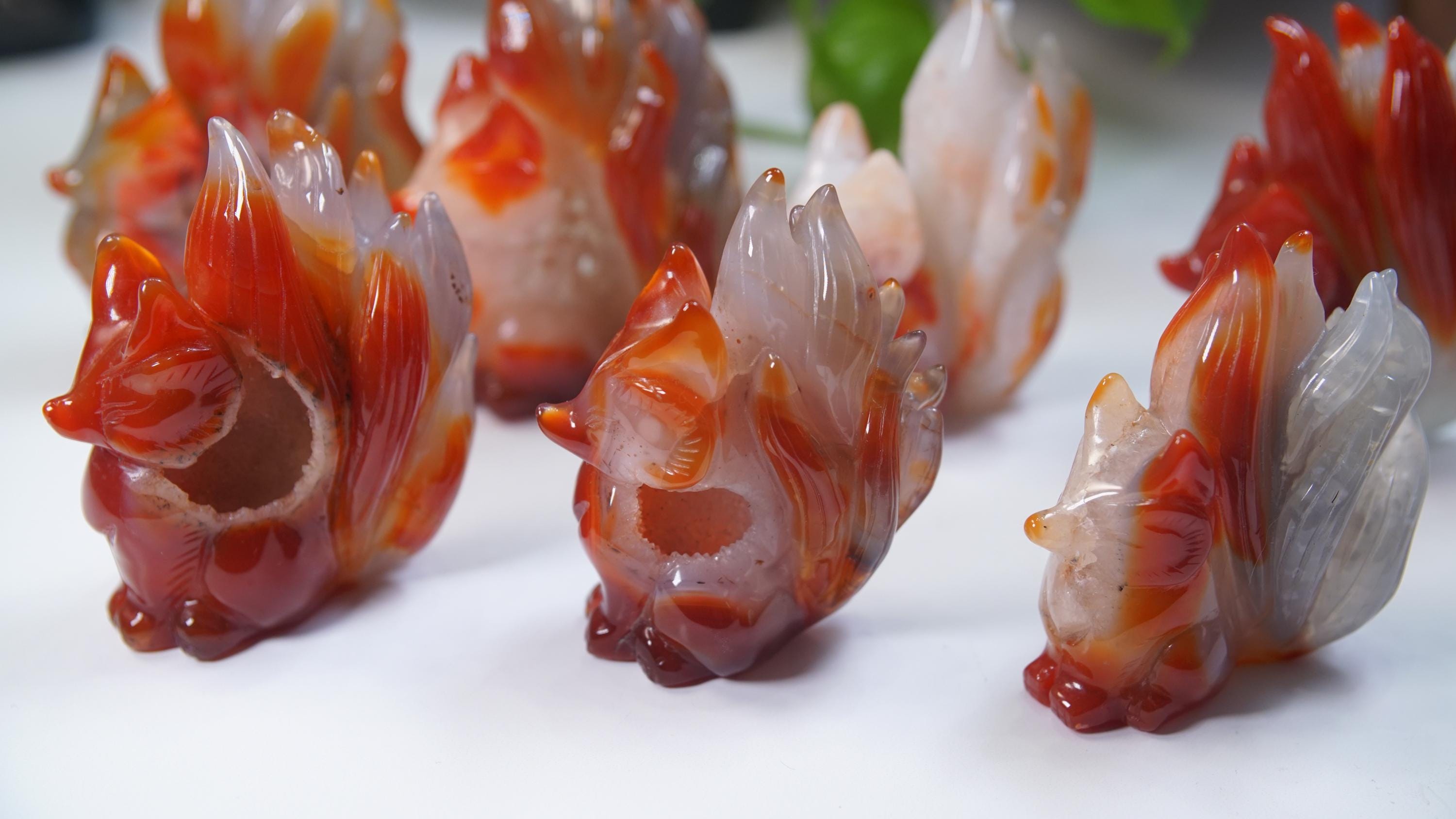 Druzy Carnelian Fox Boutique Carvings | High Quality | US Seller
