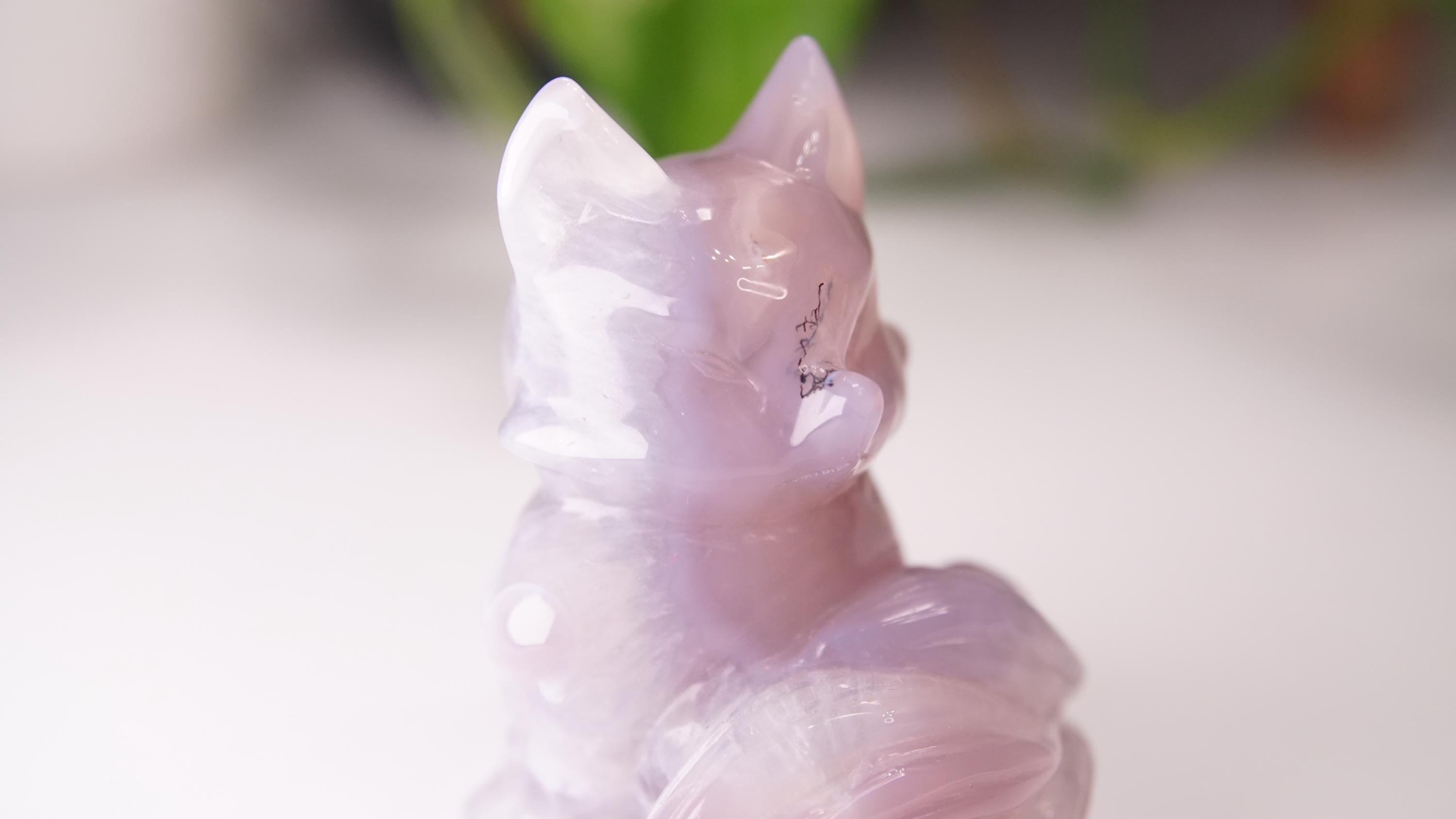 Druzy Purple Agate Hand Carved Fox Carving | US Seller