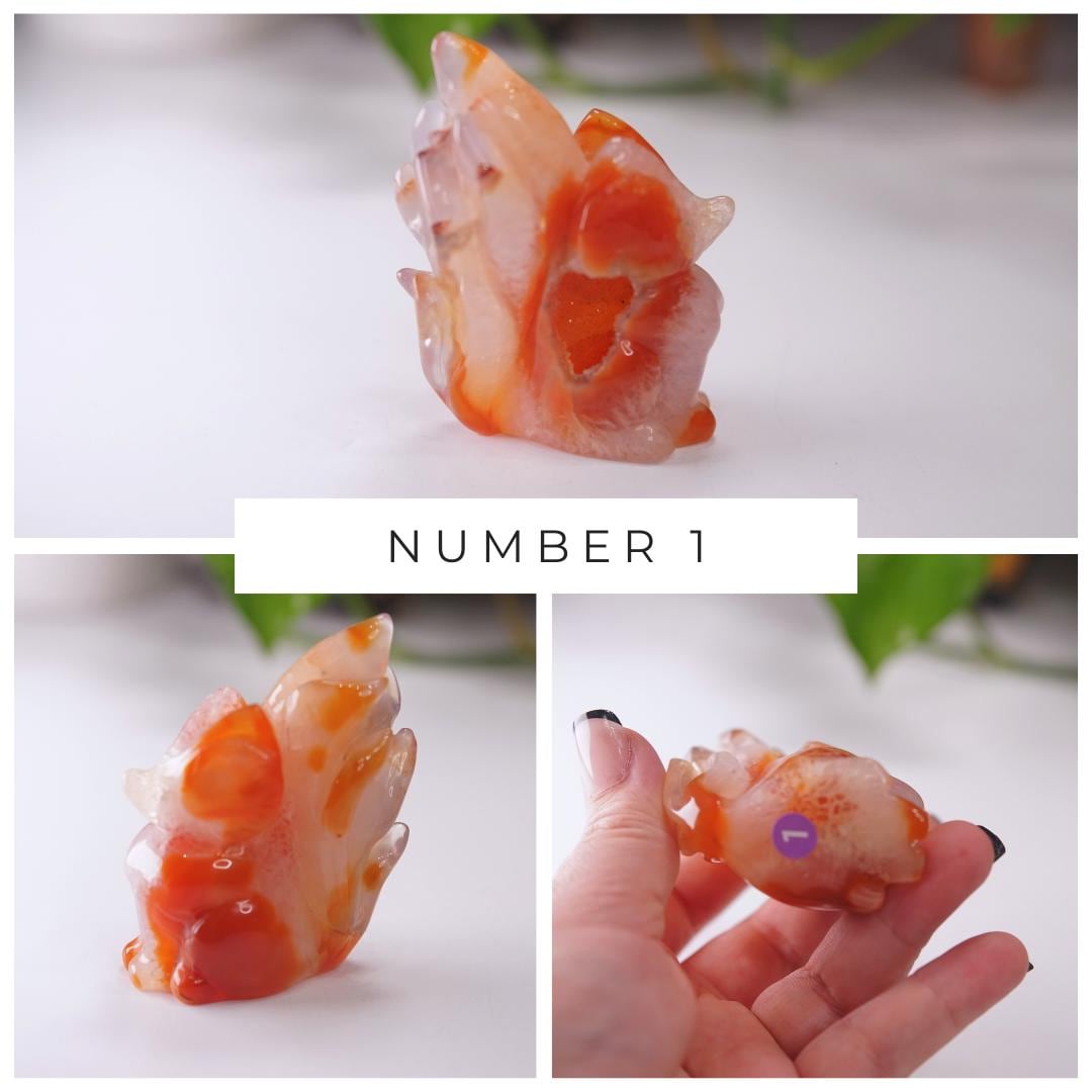 Druzy Carnelian Fox Boutique Carvings | High Quality | US Seller