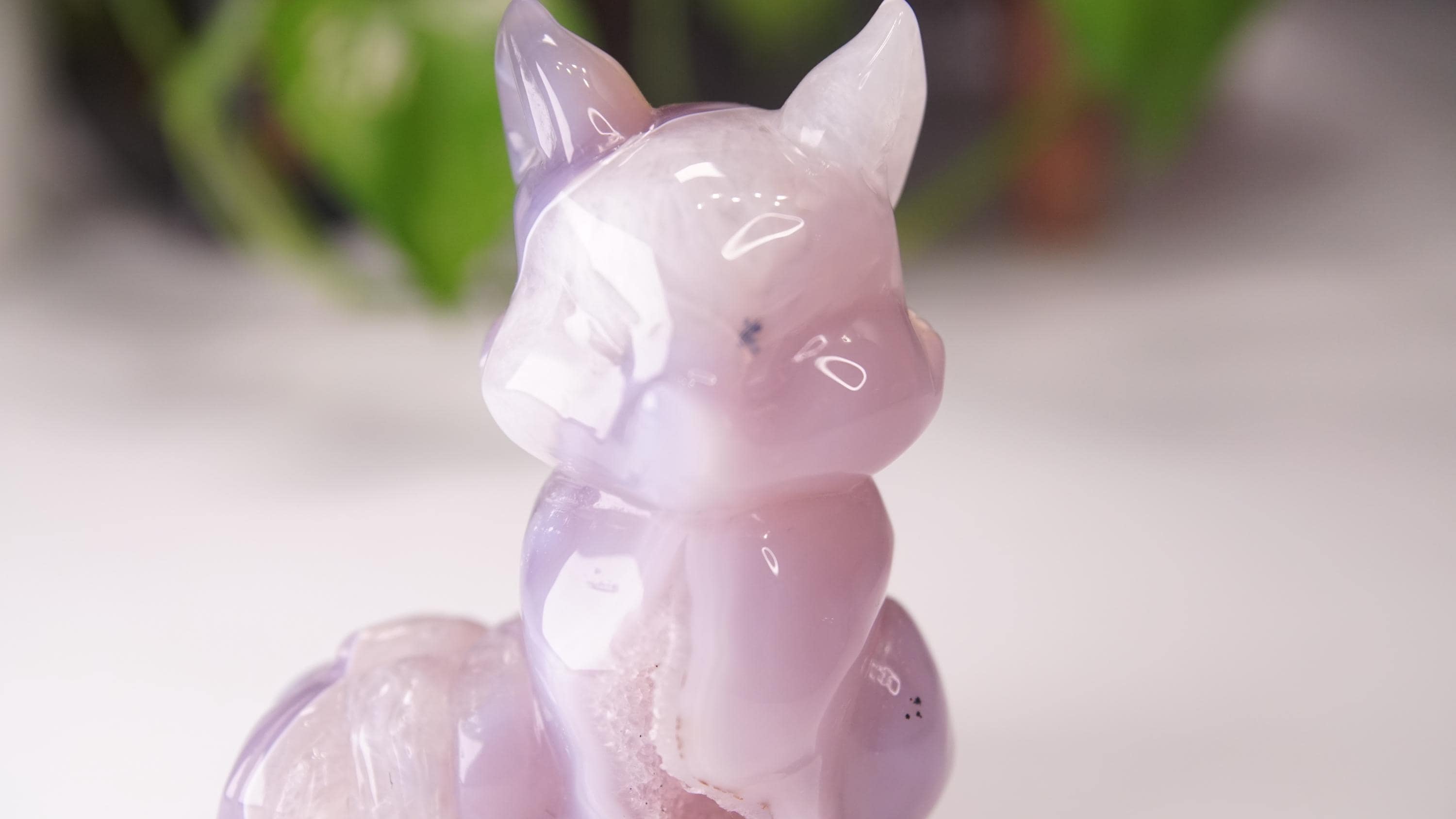 Druzy Purple Agate Hand Carved Fox Carving | US Seller