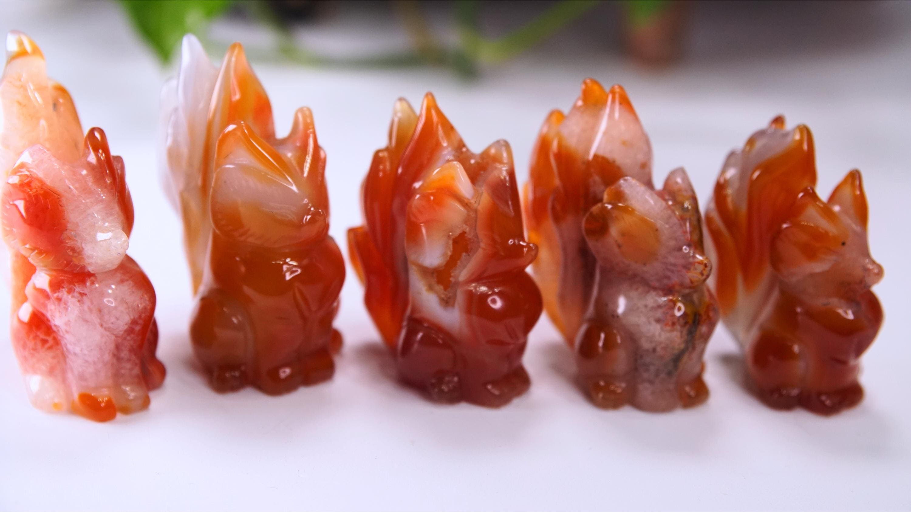 Druzy Carnelian Fox Boutique Carvings | High Quality | US Seller