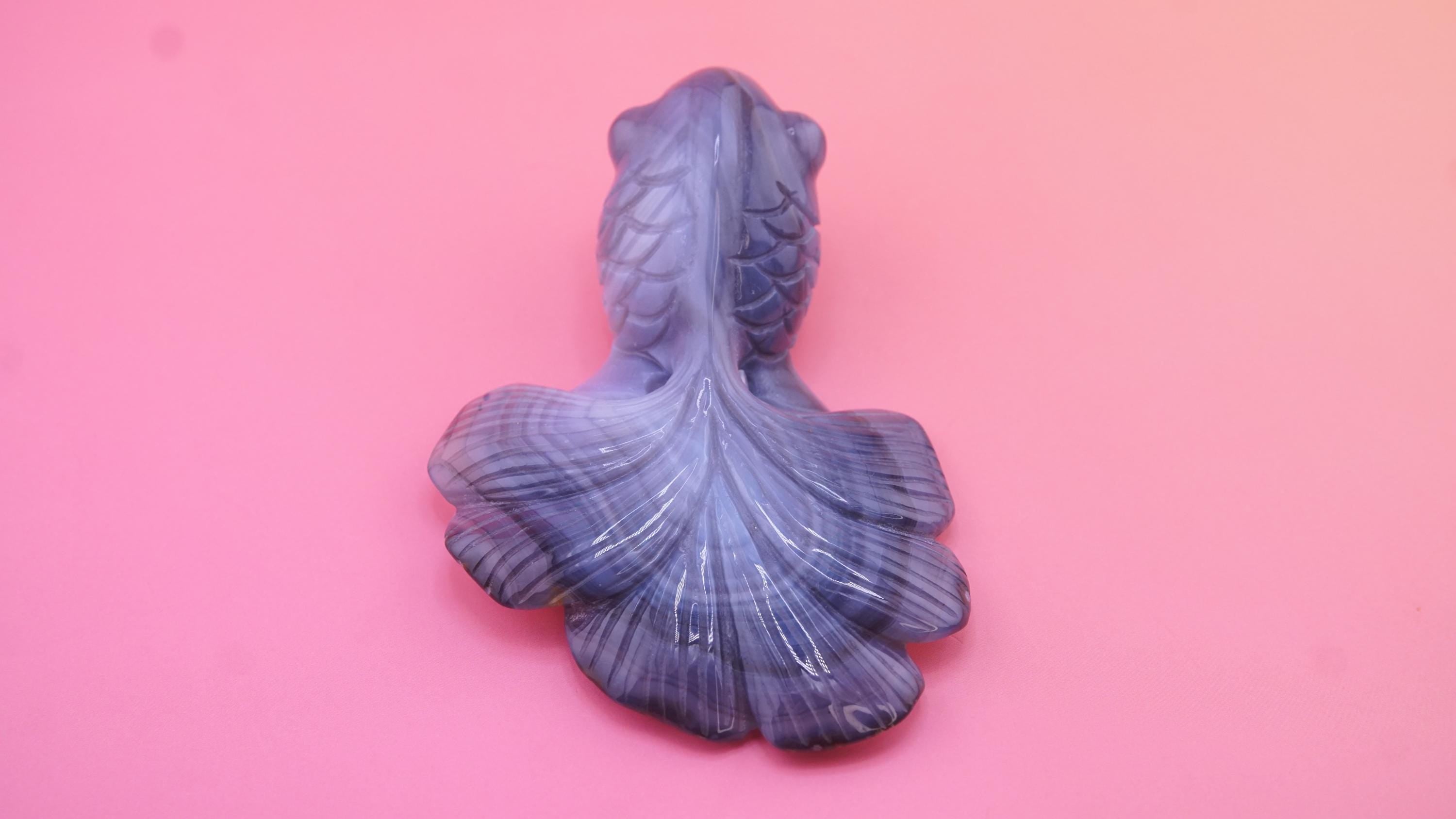 Hand Carved Banded Agate Fish | Boutique Quality Carving | Crystal Decor