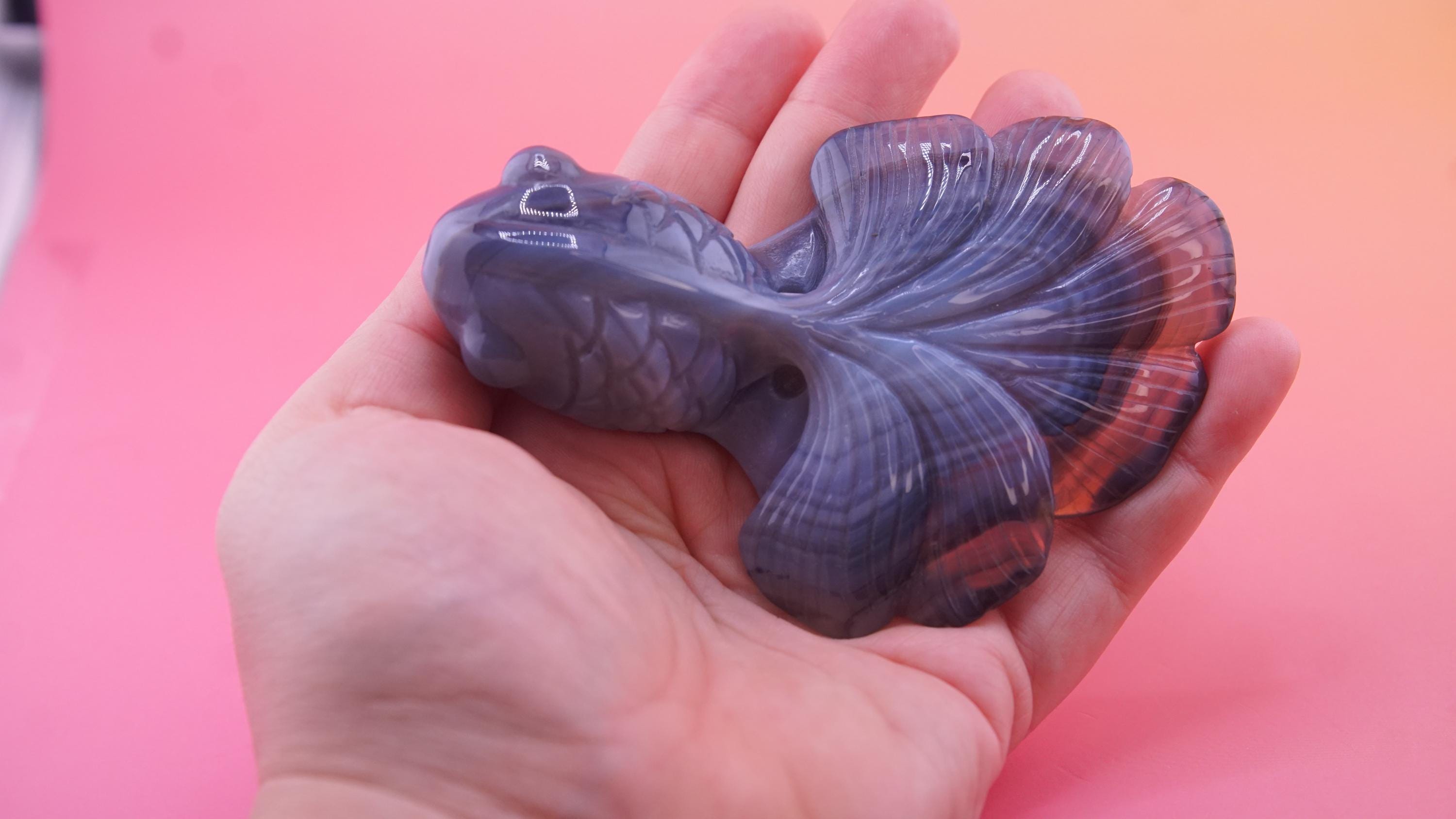 Hand Carved Banded Agate Fish | Boutique Quality Carving | Crystal Decor