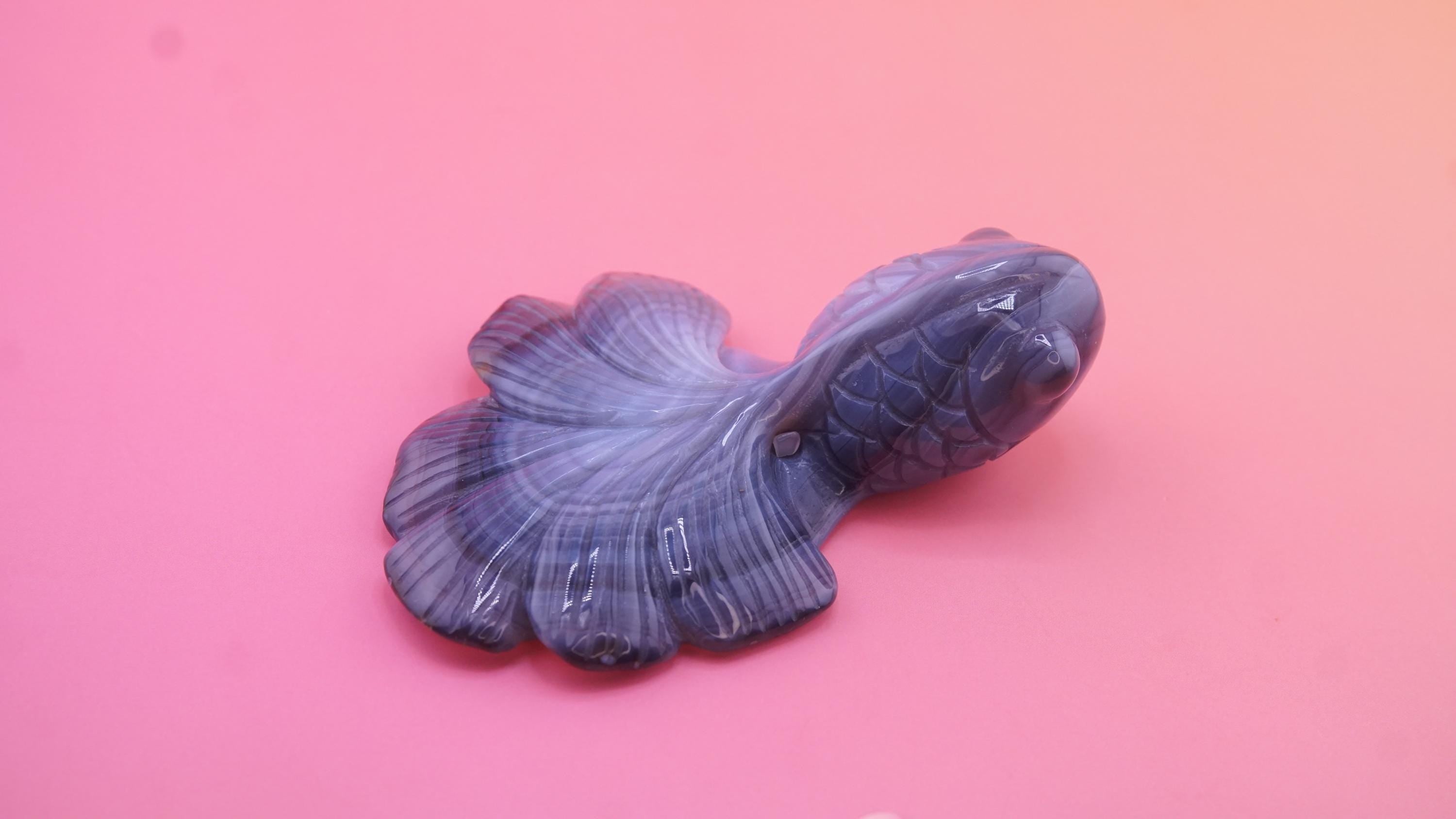 Hand Carved Banded Agate Fish | Boutique Quality Carving | Crystal Decor