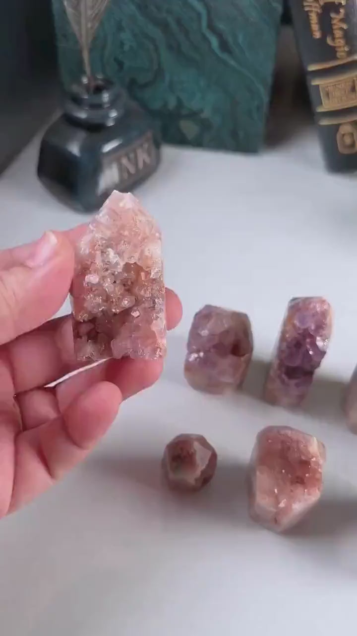 Druzy Pink Amethyst Jasper Agate Crystal Tower | US Seller | Chakra Healing, Reiki Healing Altar Calm Trust Grace