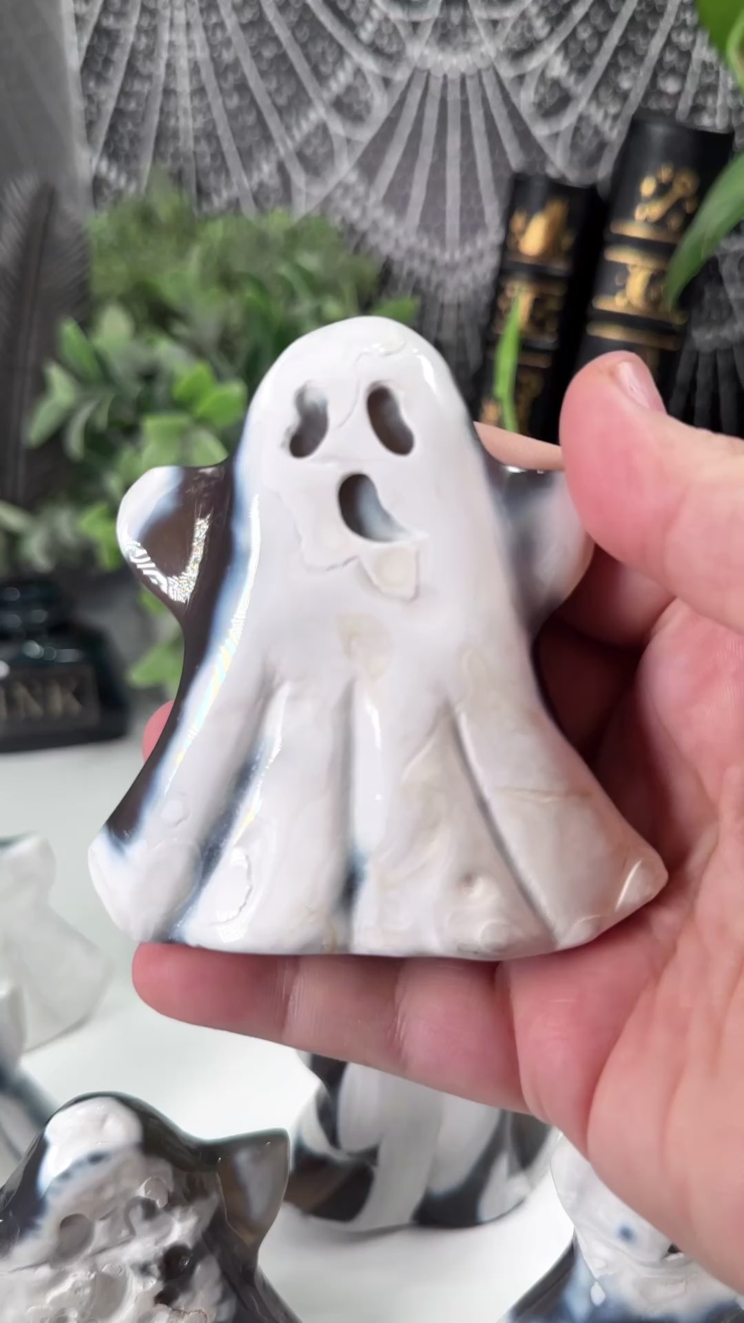 Orca Agate Blue Grey Ghost Carvings