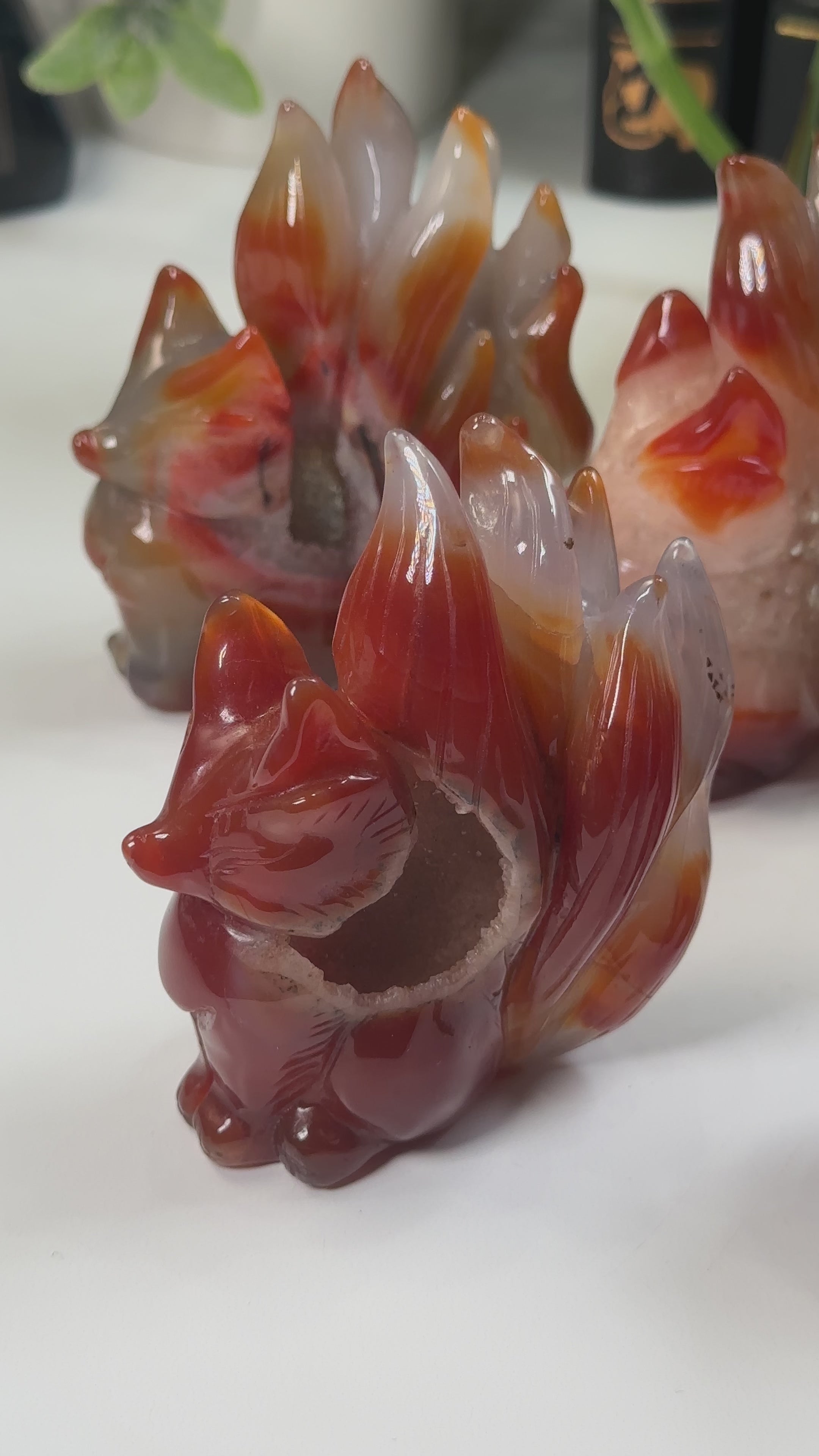 Druzy Carnelian Fox Boutique Carvings