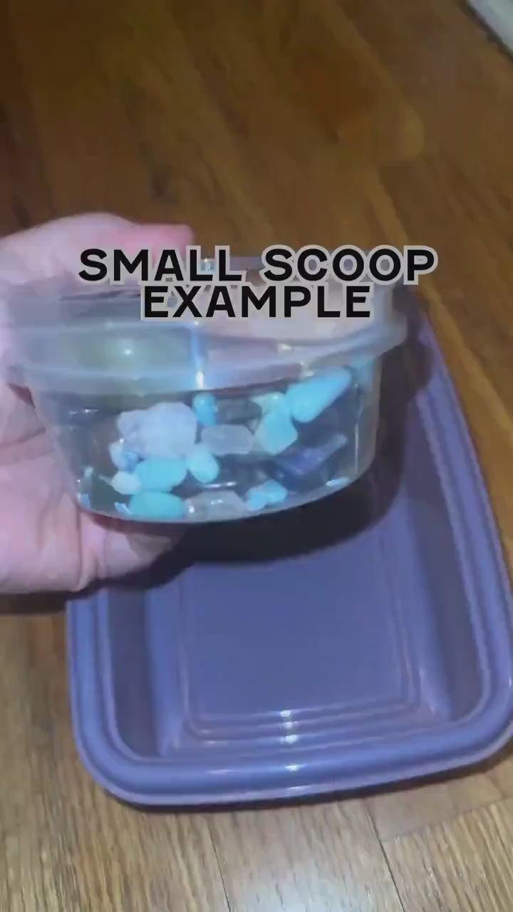 Mystery Crystal Lucky Scoop Jar of Tumbled Stones, Carvings, Towers, Spheres, Rocks, & Minerals Gift