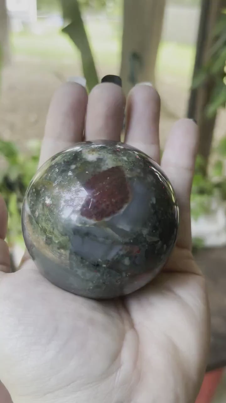 Large African Bloodstone Crystal Sphere